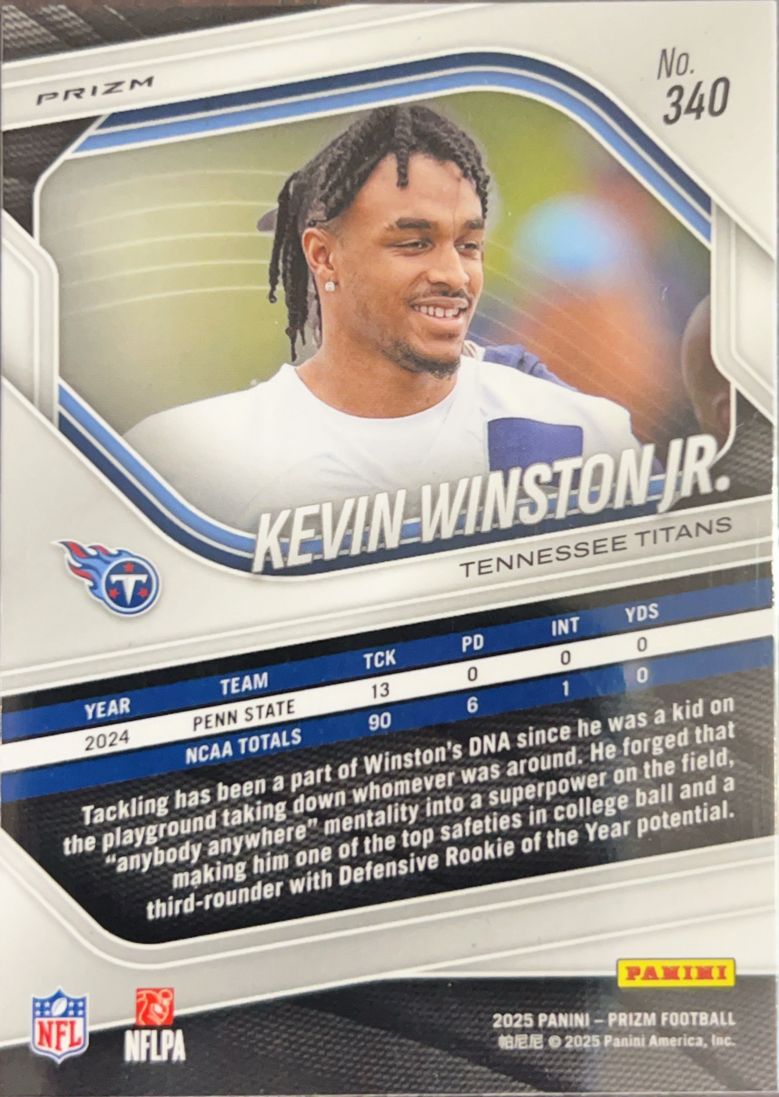 2025 Panini Prizm Kevin Winston Jr. #340 Pink RC