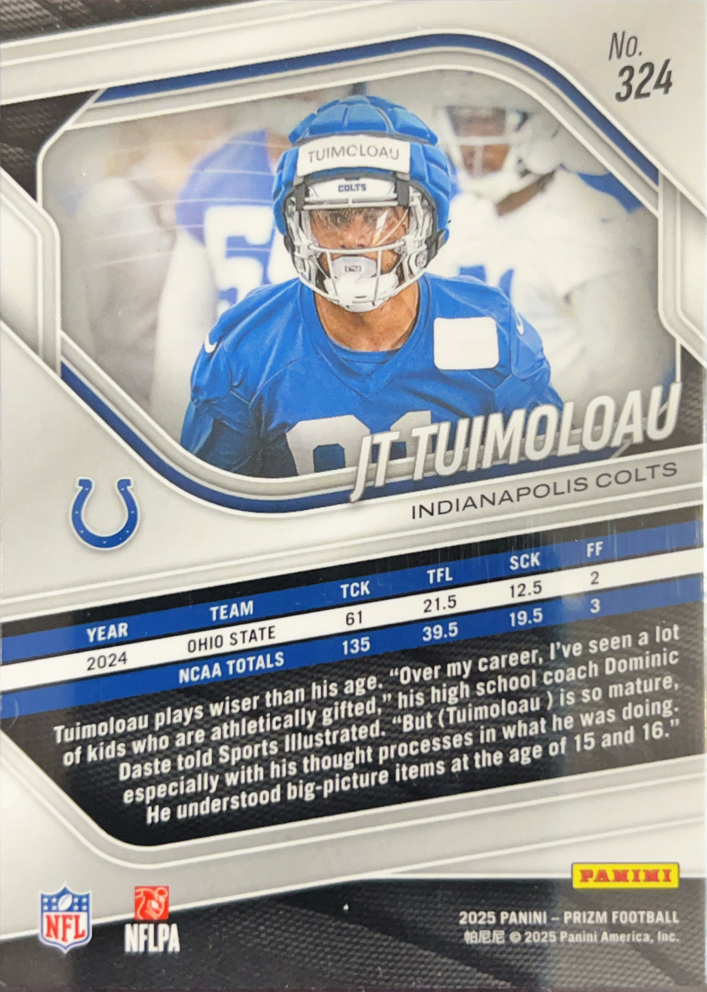 2025 Panini Prizm JT Tuimoloau #324 RC