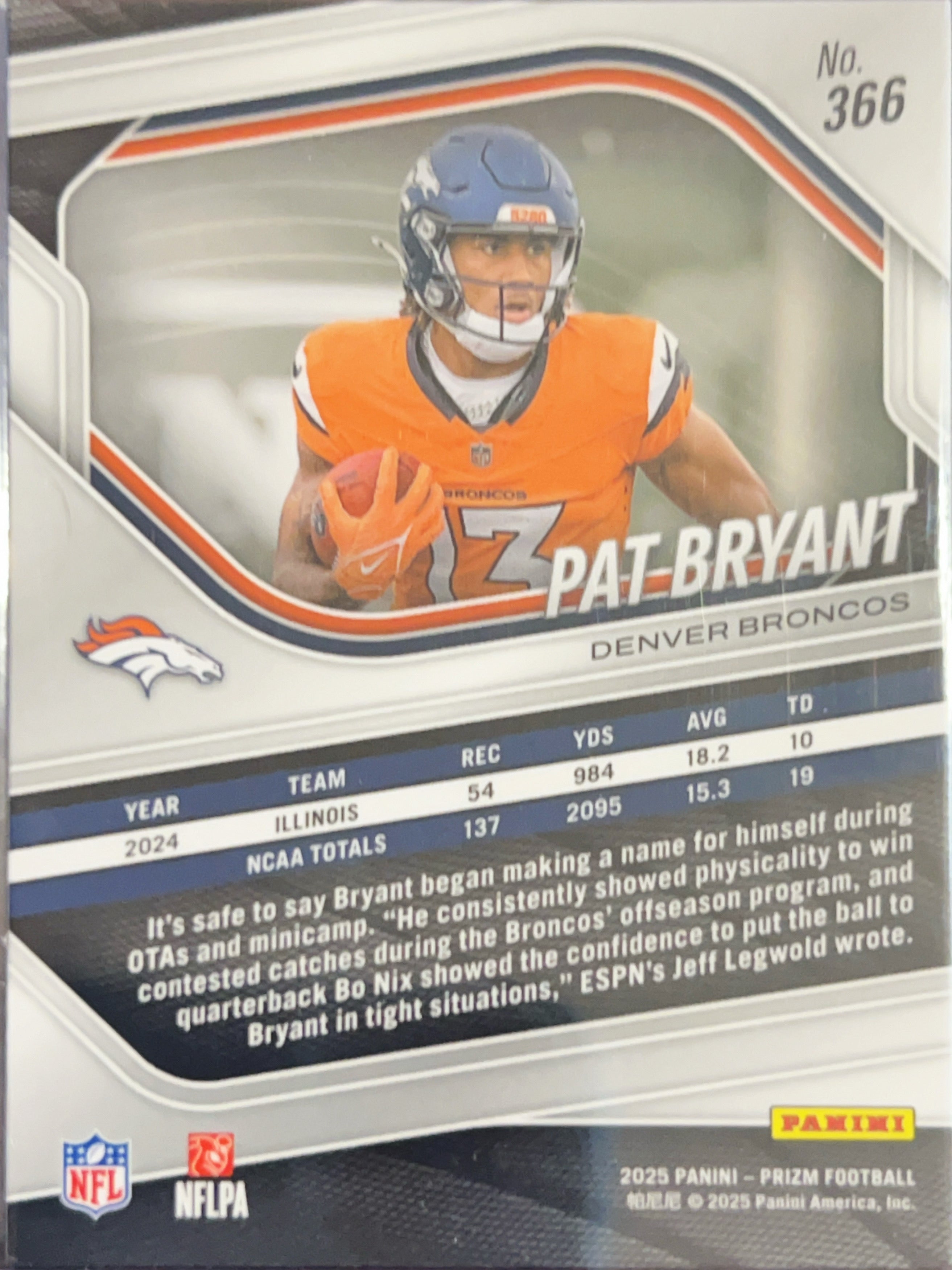 2025 Panini Prizm Pat Bryant #366 RC