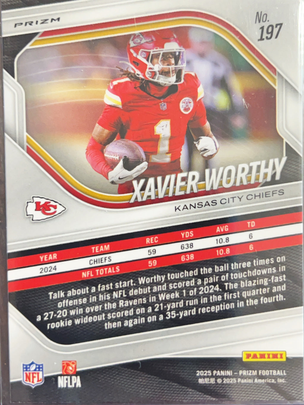 2025 Panini Prizm Xavier Worthy #197 Silver
