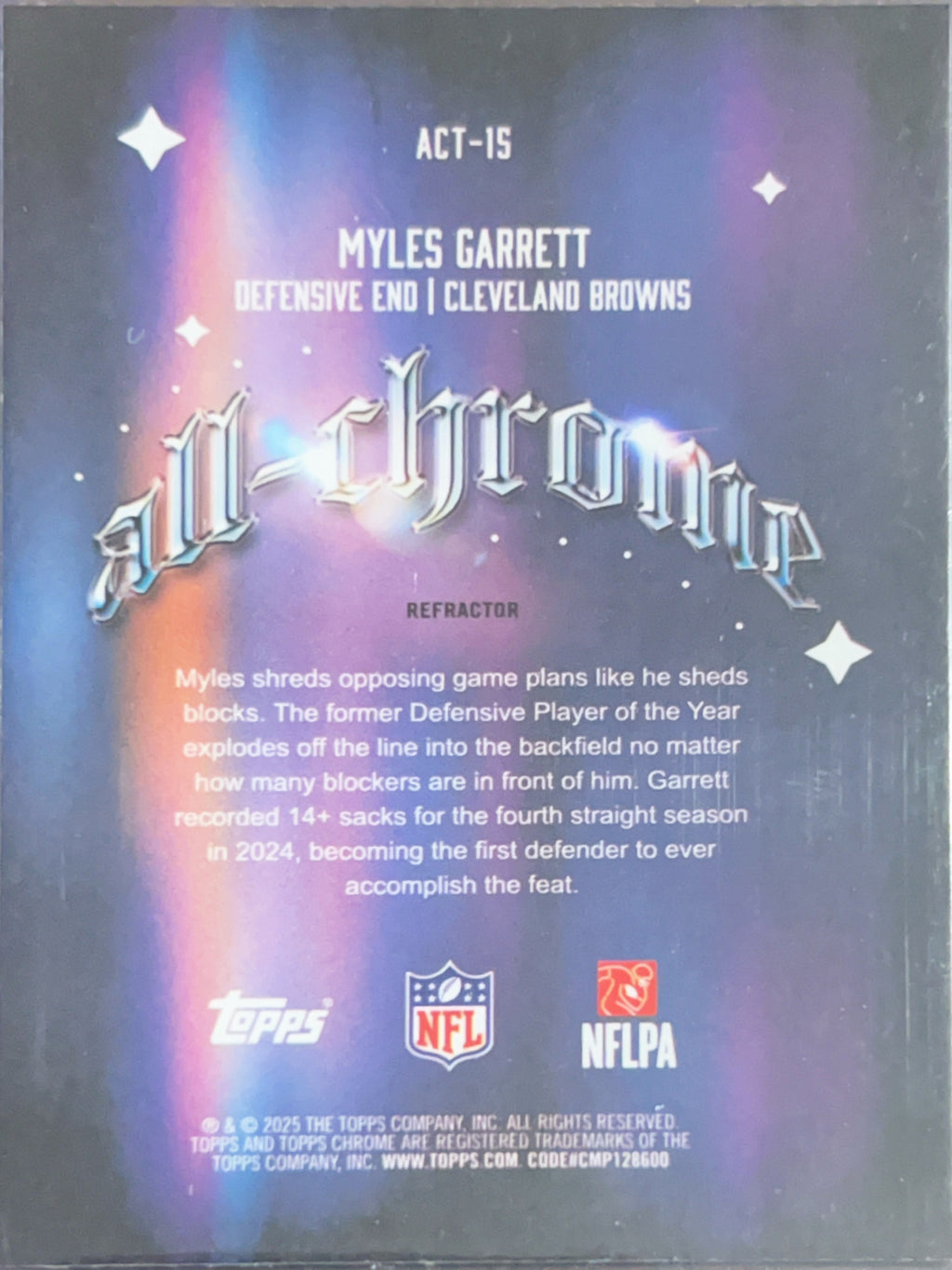 2025 Topps Chrome All-Etch Myles Garrett #ACT-15 Refractor