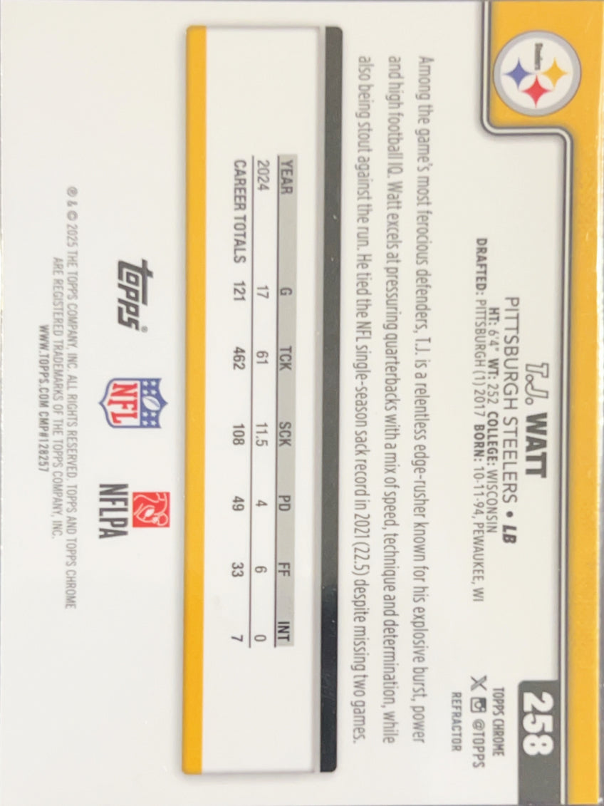 2025 Topps Chrome T.J. Watt #258 Refractor