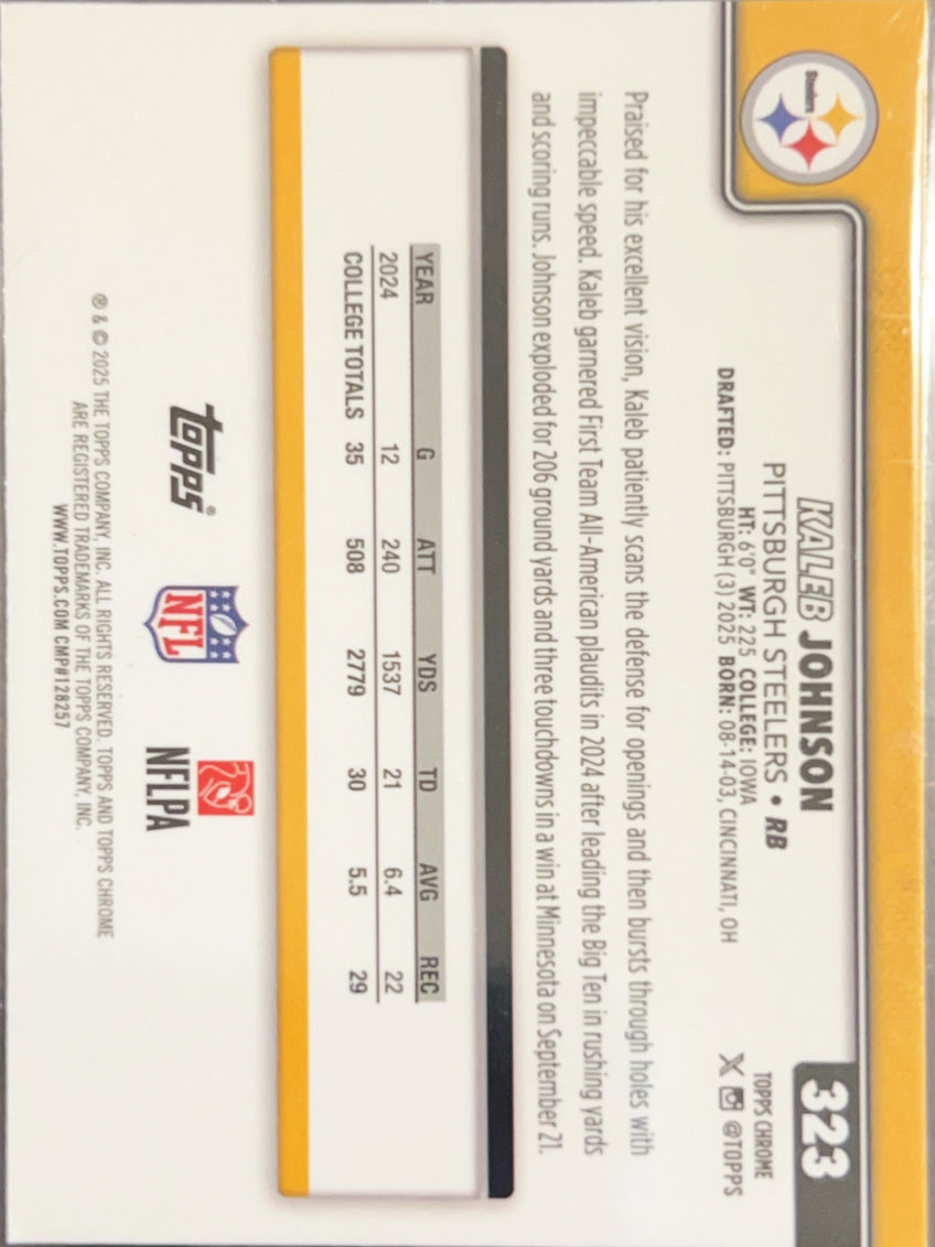 2025 Topps Chrome Kaleb Johnson #323 RC