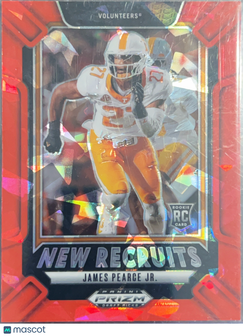 2025 Panini Prizm Draft Picks New Recruits James Pearce Jr. #20 Red Cracked Ice