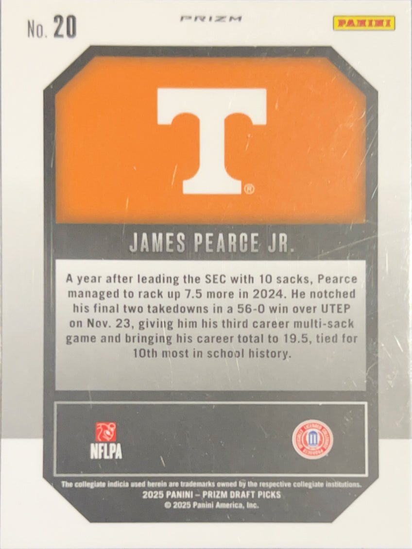 2025 Panini Prizm Draft Picks New Recruits James Pearce Jr. #20 Red Cracked Ice