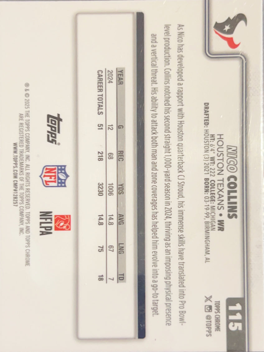 2025 Topps Chrome Nico Collins #115 Red Prizm