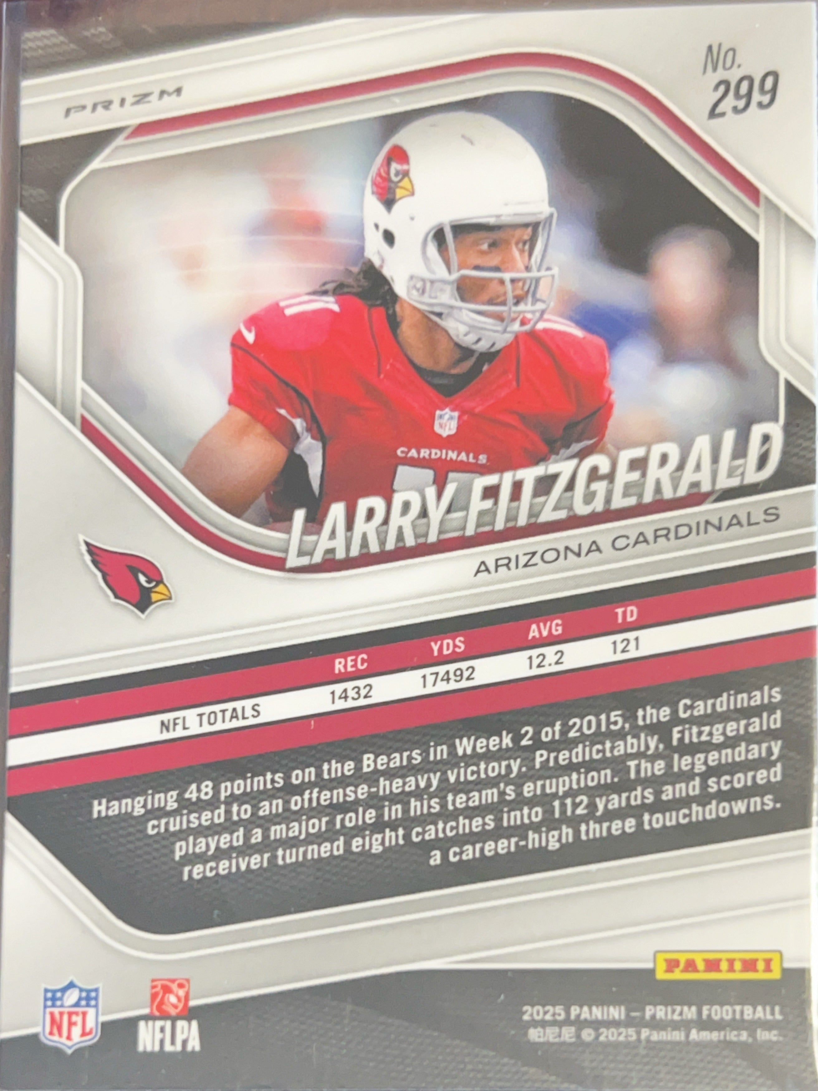 2025 Panini Prizm Larry Fitzgerald #299 Silver