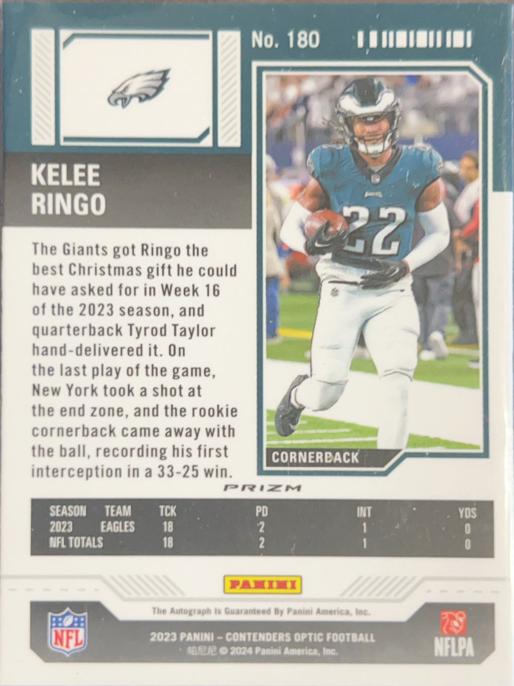 2024 Panini Contenders Optic Kelee Ringo #180 Silver Prizm RC Auto