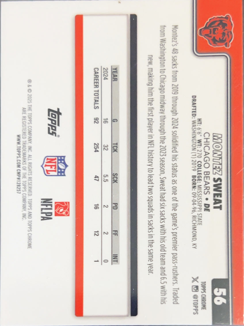 2025 Topps Chrome Montez Sweat #56 Red White and Blue Refractor