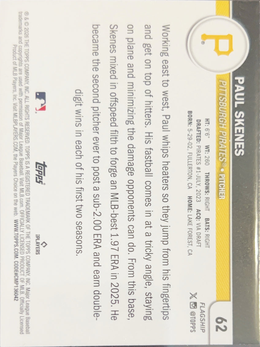 2026 Topps Flagship Paul Skenes #62