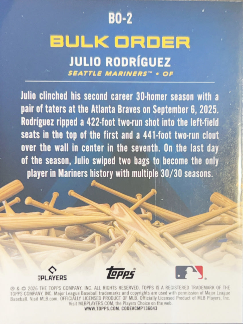 2026 Topps Series 1 Julio Rodríguez #BO-2 Bulk Order