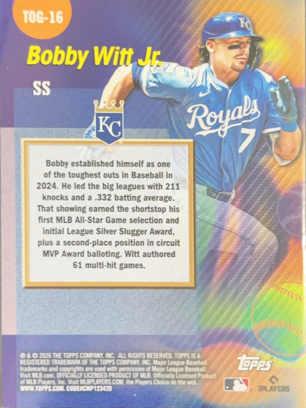 2026 Topps Titans of the Game Bobby Witt Jr. #TOG-16
