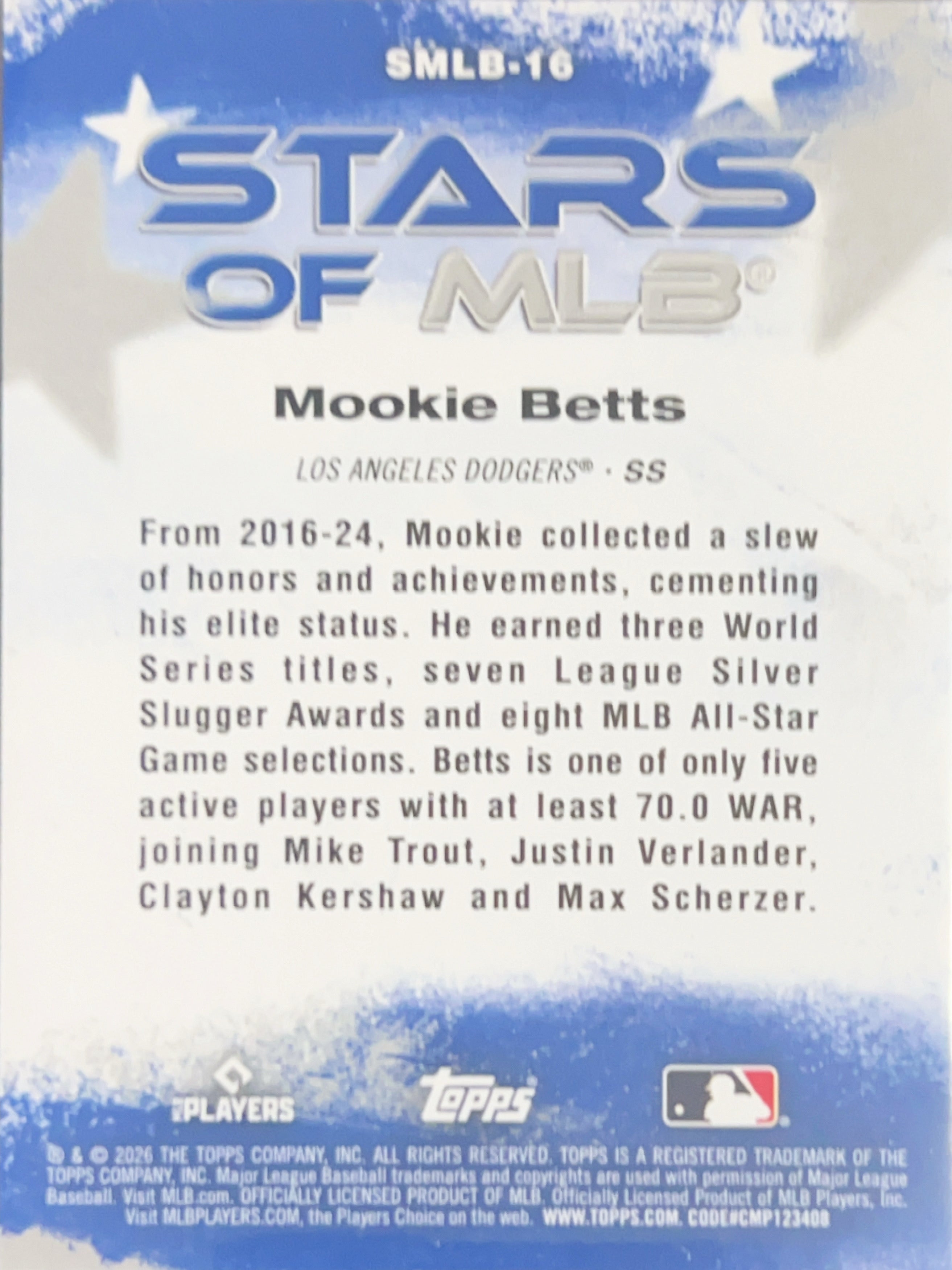 2026 Topps Stars of MLB Mookie Betts #SMLB-16