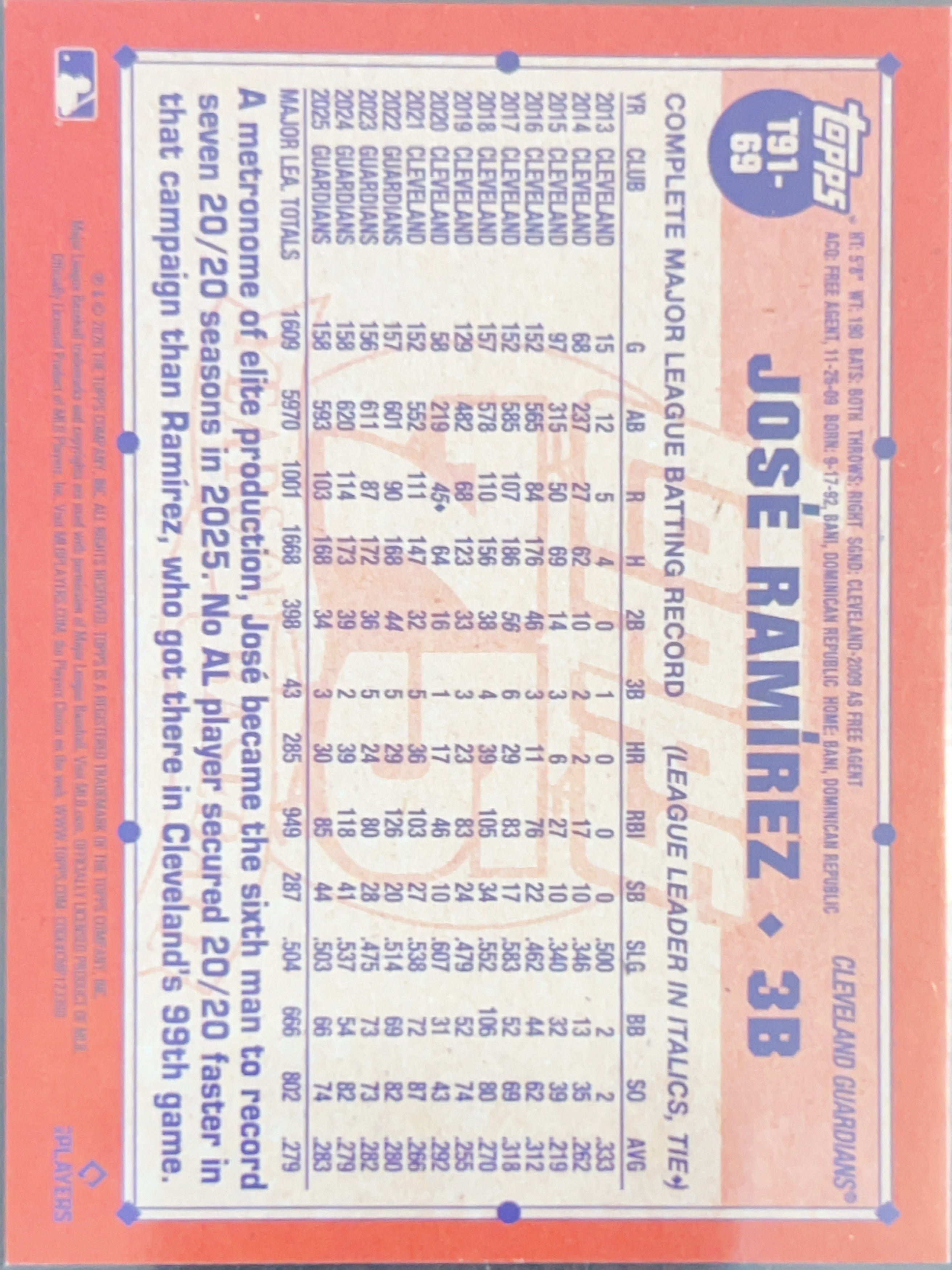 2024 Topps 75th Anniversary José Ramírez #T91-69