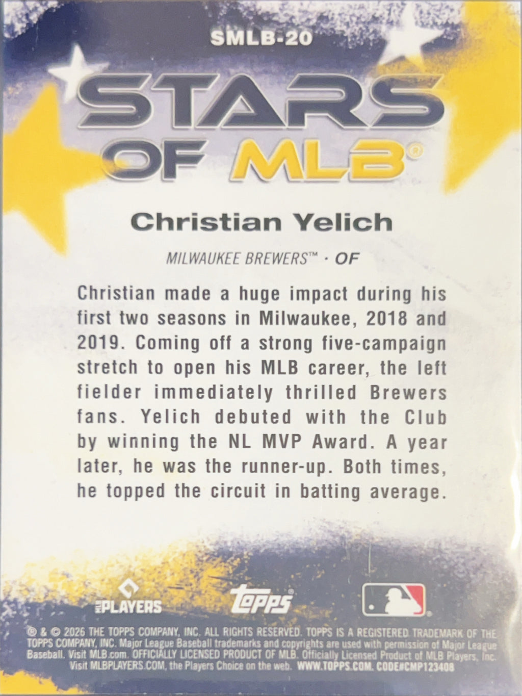 2026 Topps Stars of MLB Christian Yelich #SMLB-20