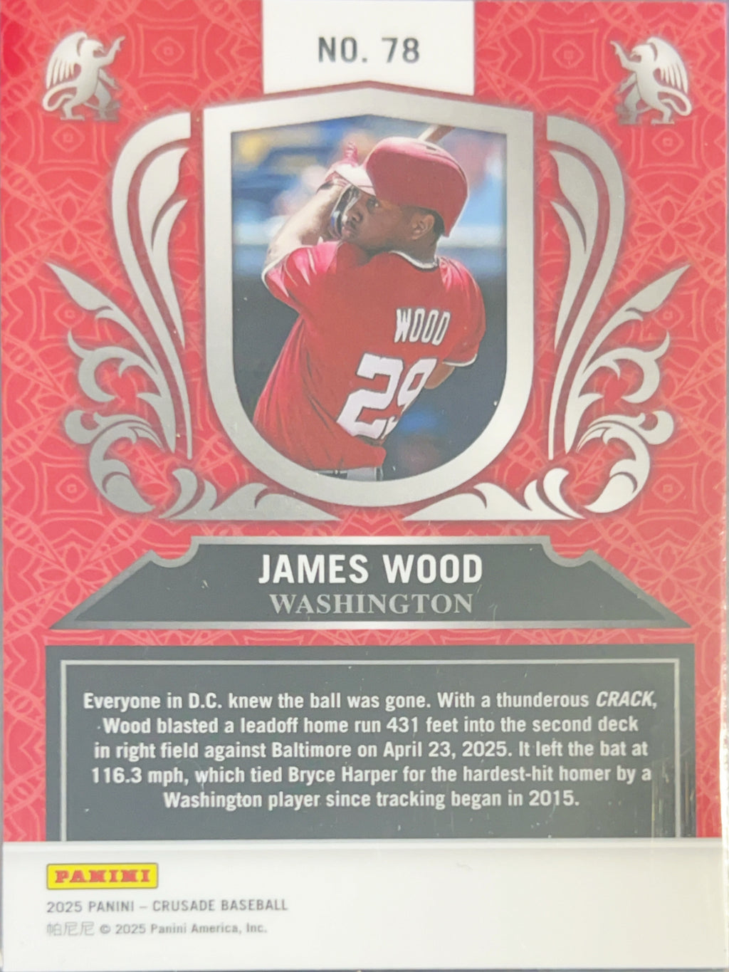 2025 Panini Crusade James Wood #78 Blue Red Prizm