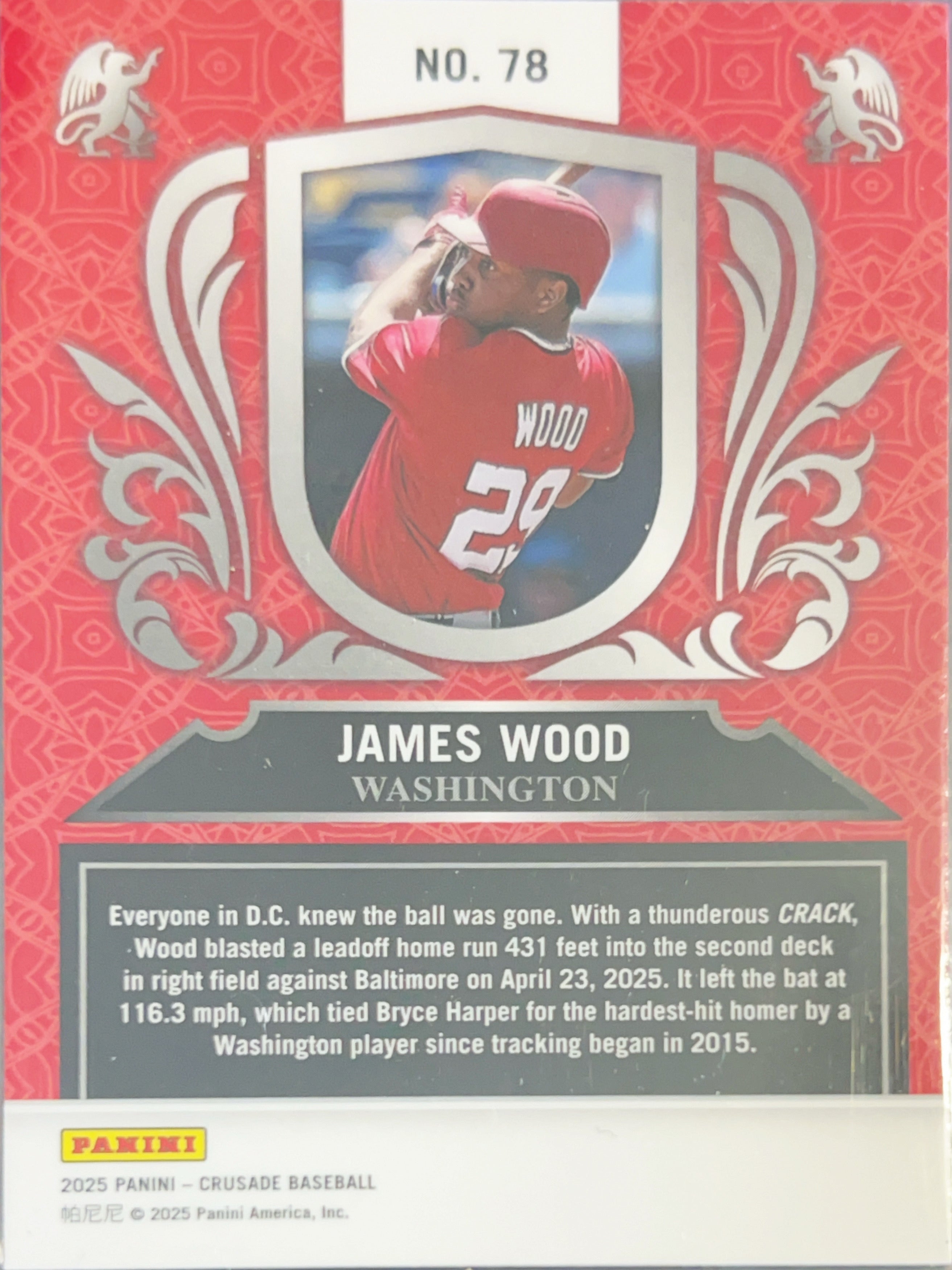 2025 Panini Crusade James Wood #78 Blue Red Prizm