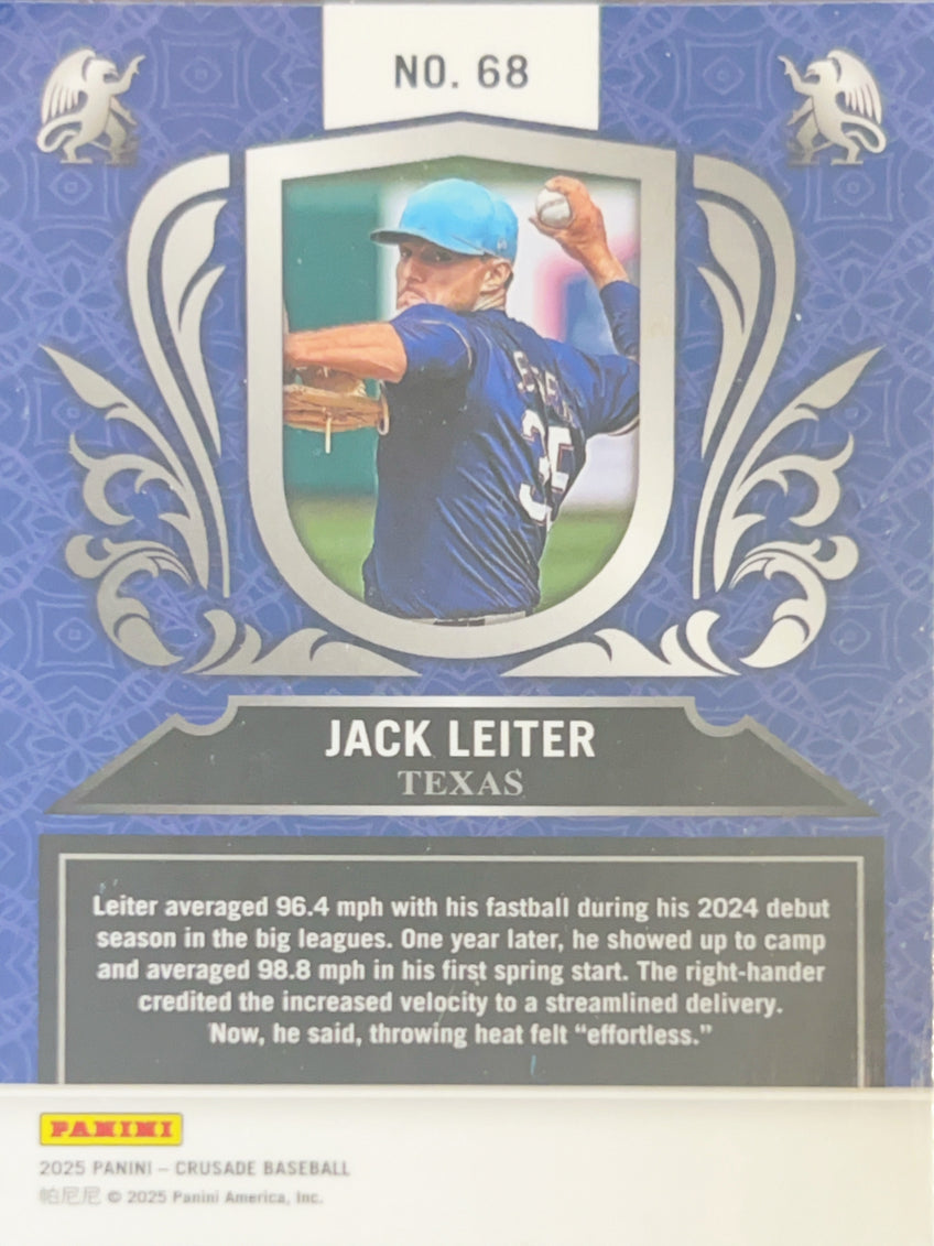 2025 Panini Crusade Baseball Jack Leiter #68 Blue Prizm