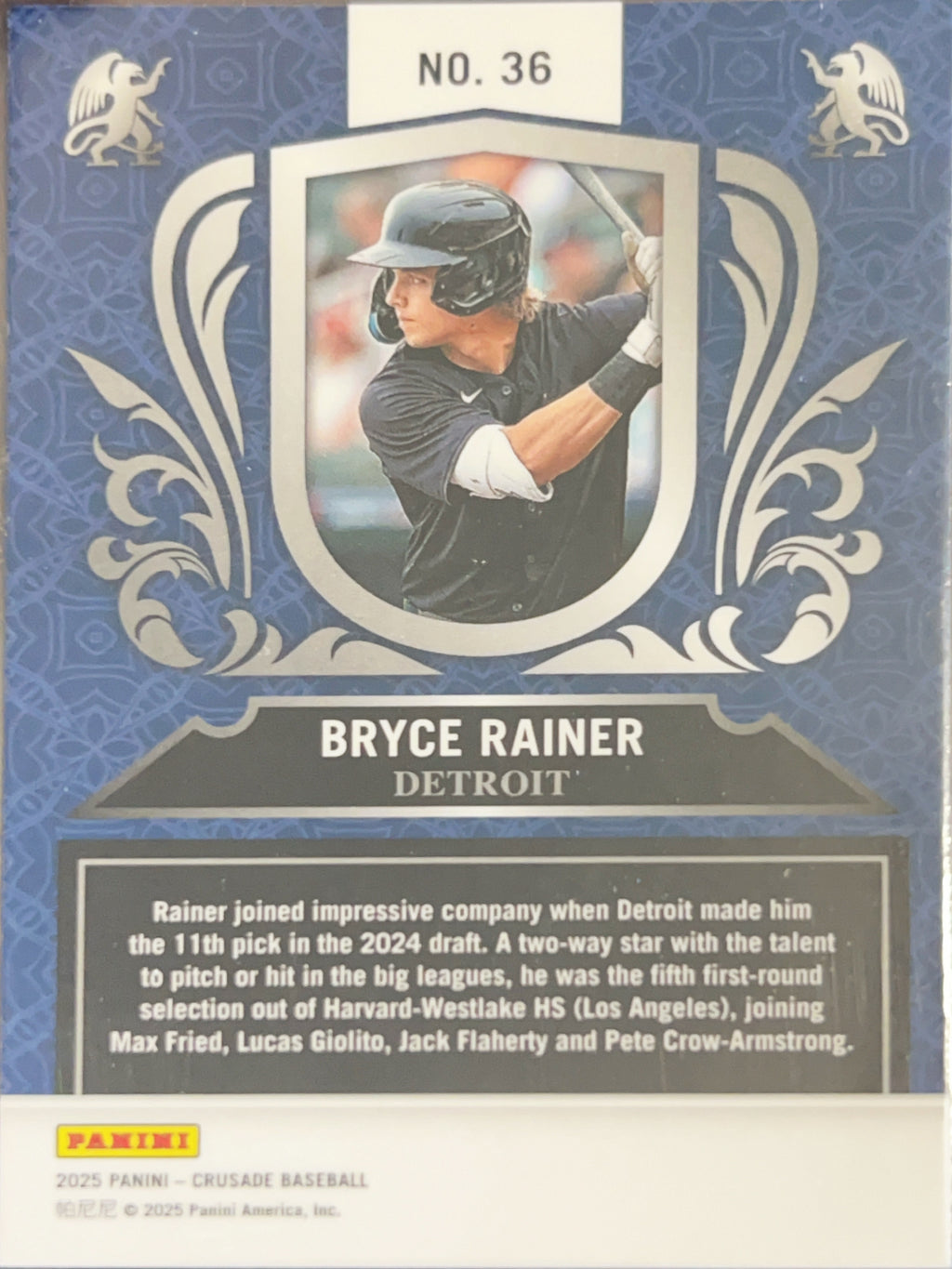 2025 Panini Crusade Bryce Rainer #36 Blue Prizm