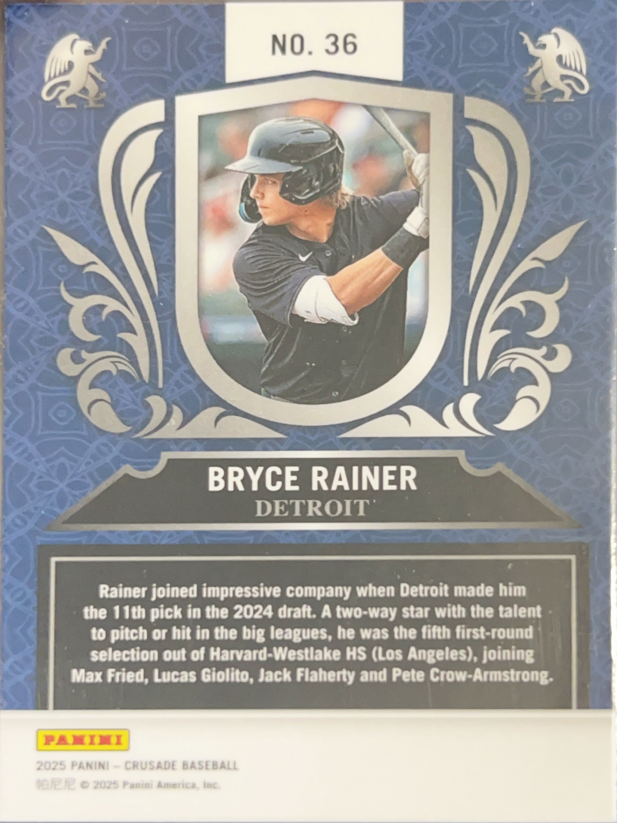 2025 Panini Crusade Bryce Rainer #36 Blue Prizm
