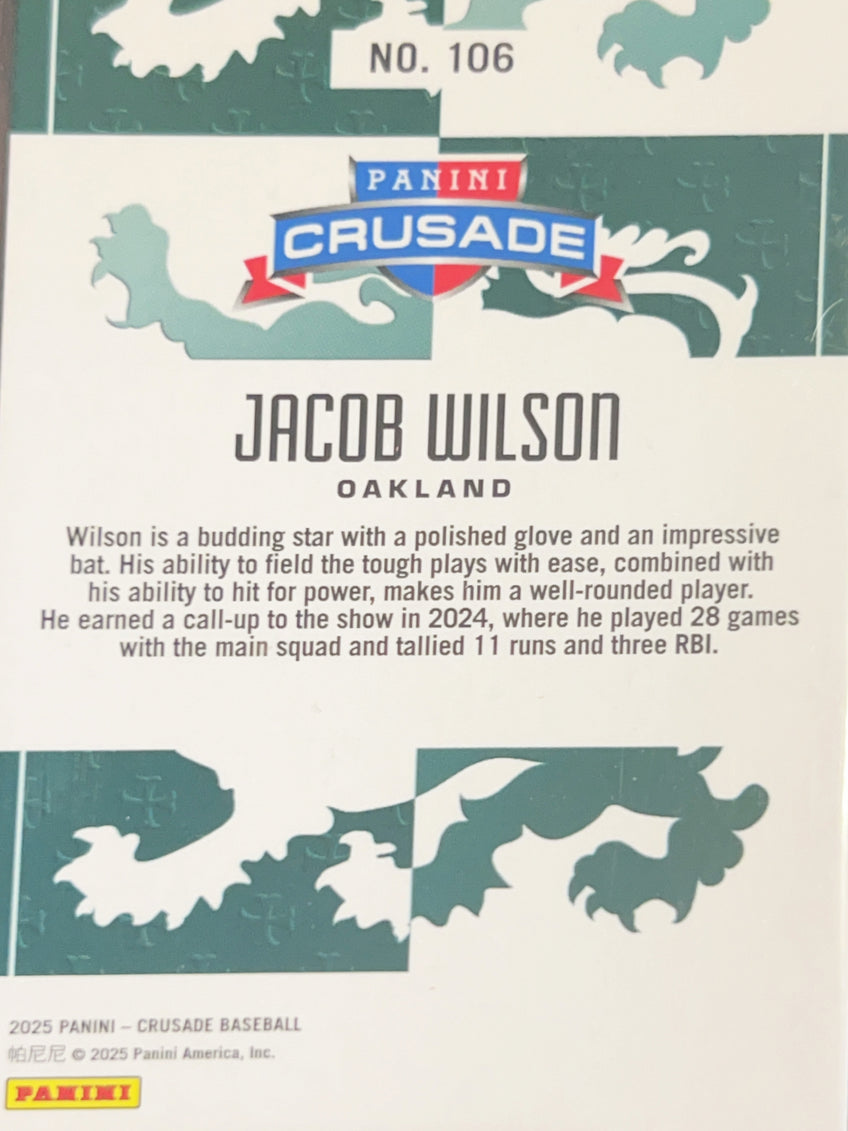 2025 Panini Crusade Baseball Jacob Wilson #106 Green