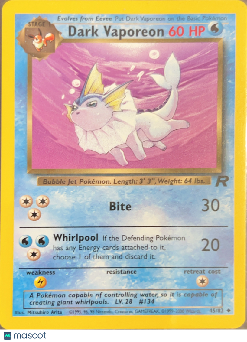 2000 Team Rocket Dark Vaporeon Uncommon #045/082
