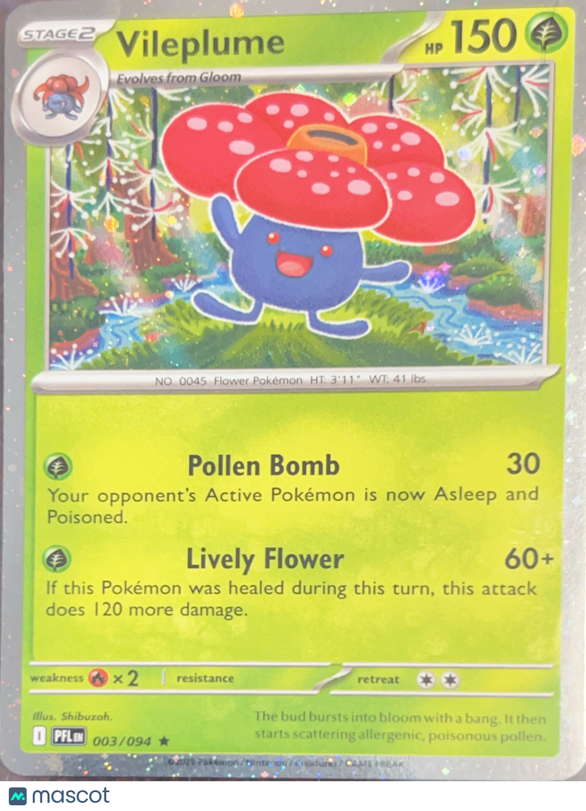 2025 Prismatic Evolutions Vileplume Reverse Holo Rare #003/094