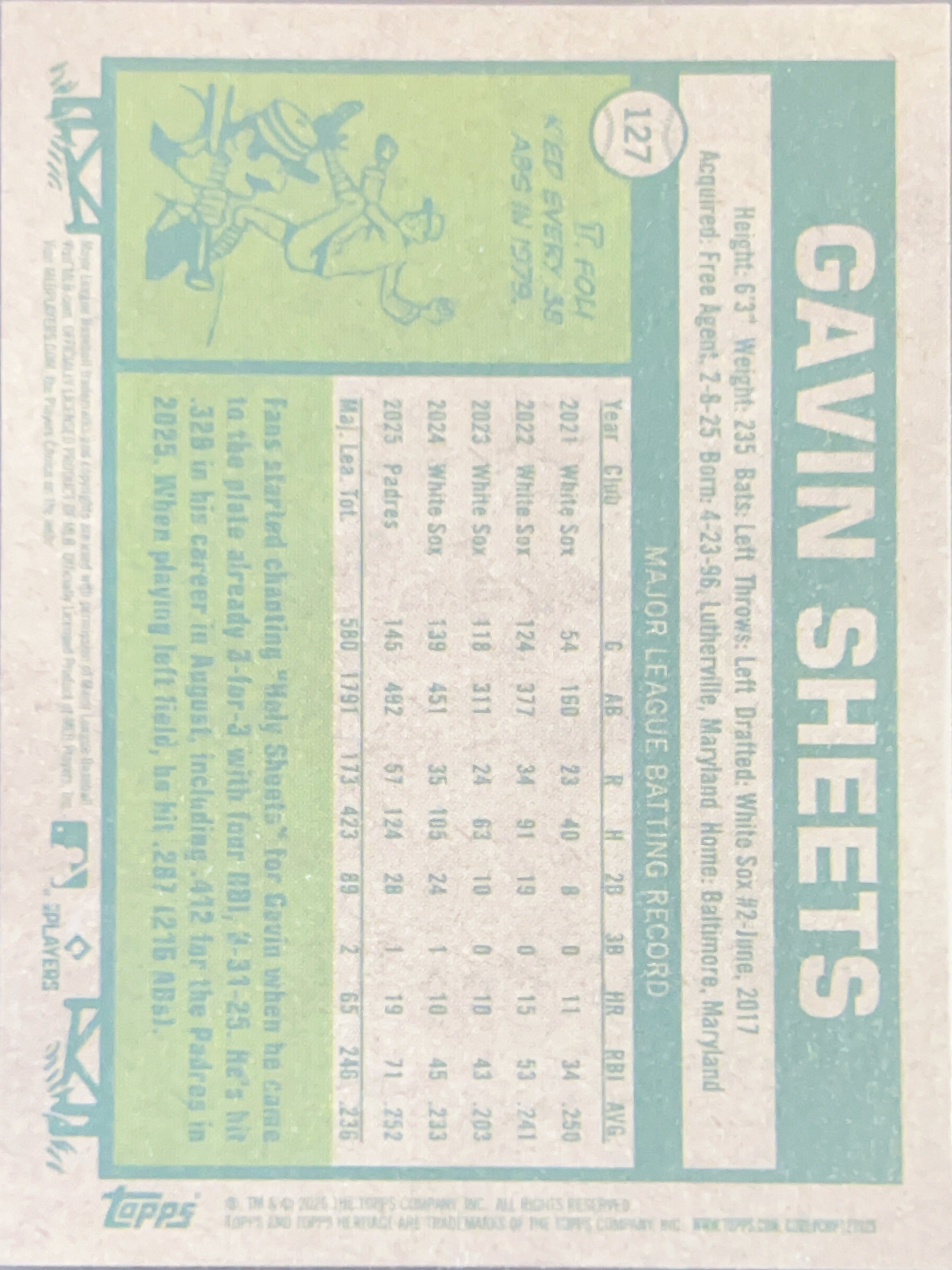 2026 Topps Heritage Gavin Sheets #127 Pink Sparkle