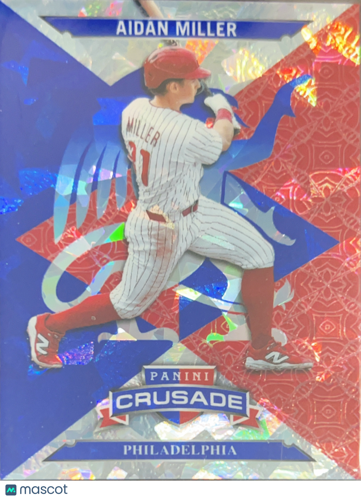 2025 Panini Crusade Aidan Miller #94 Red Blue Mosaic Prizm