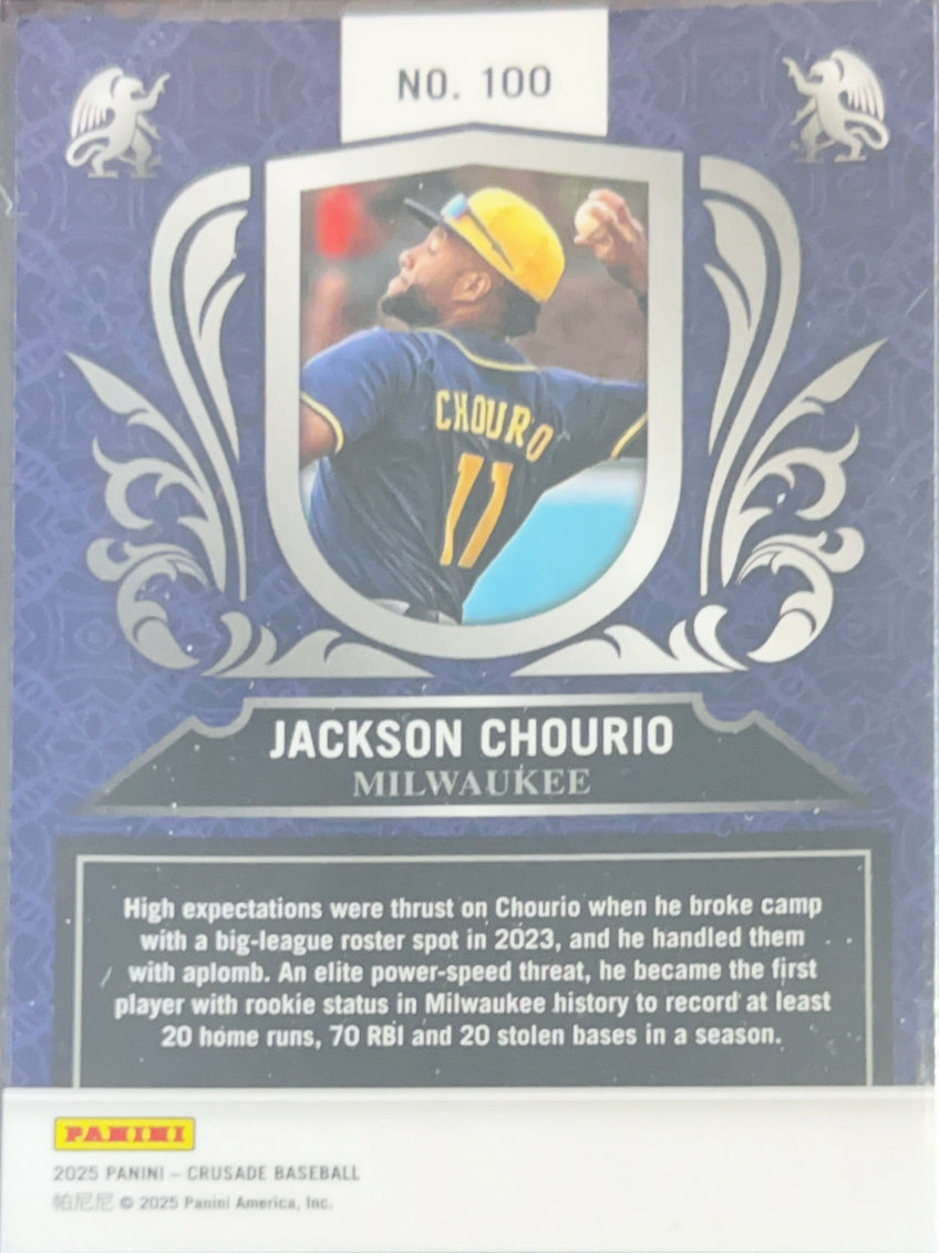 2025 Panini Crusade Baseball Jackson Chourio #100 Blue Prizm
