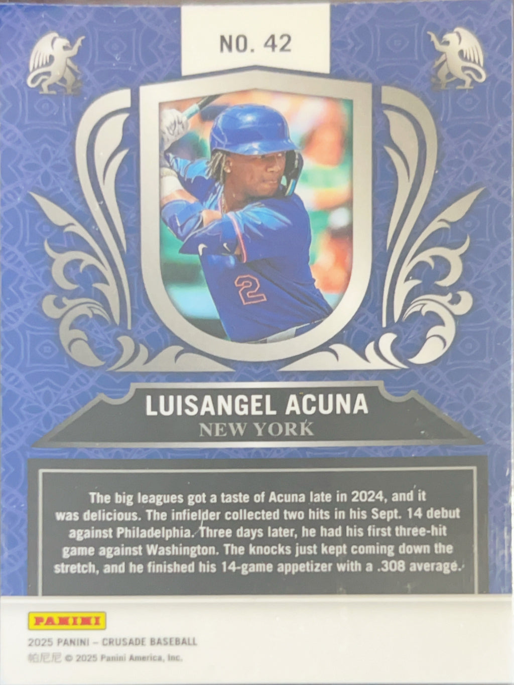2025 Panini Crusade Luisangel Acuna #42 Blue RC