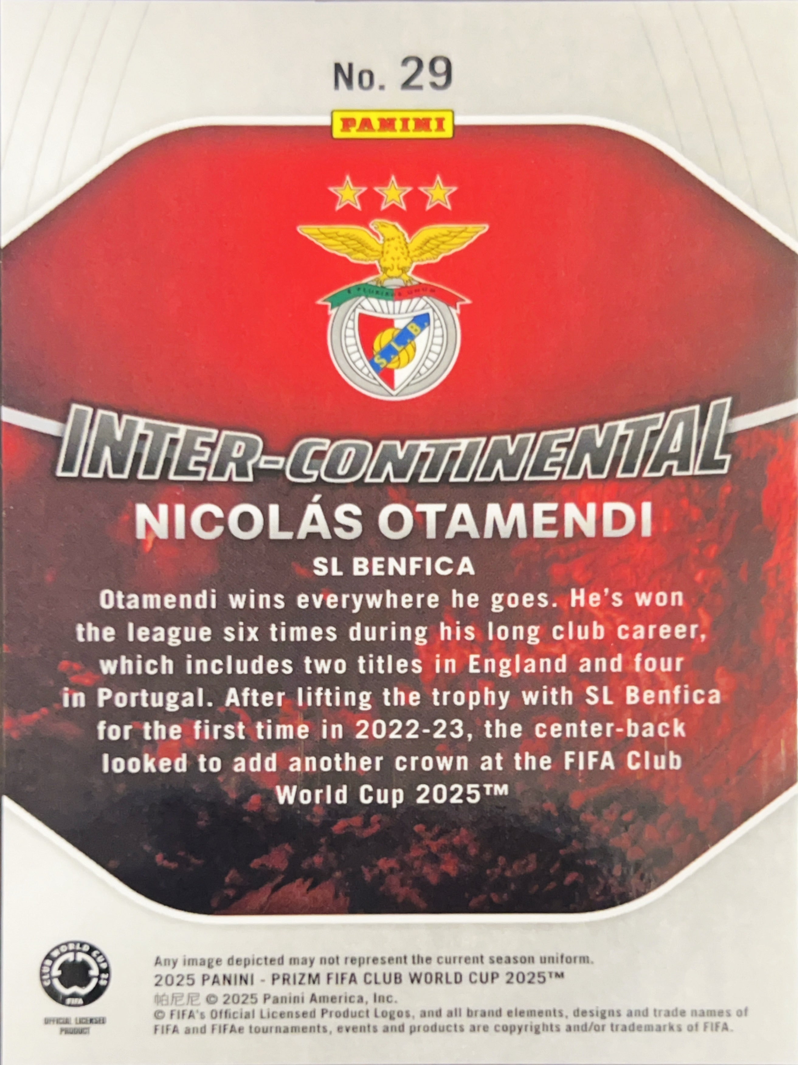 2025 Panini Prizm FIFA Club World Cup Inter-Continental Nicolás Otamendi #29