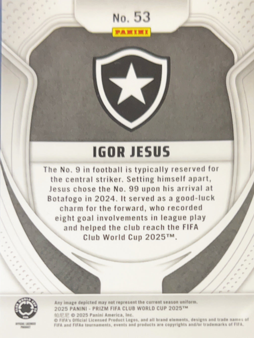 2025 Panini Prizm FIFA Club World Cup Igor Jesus #53 RC