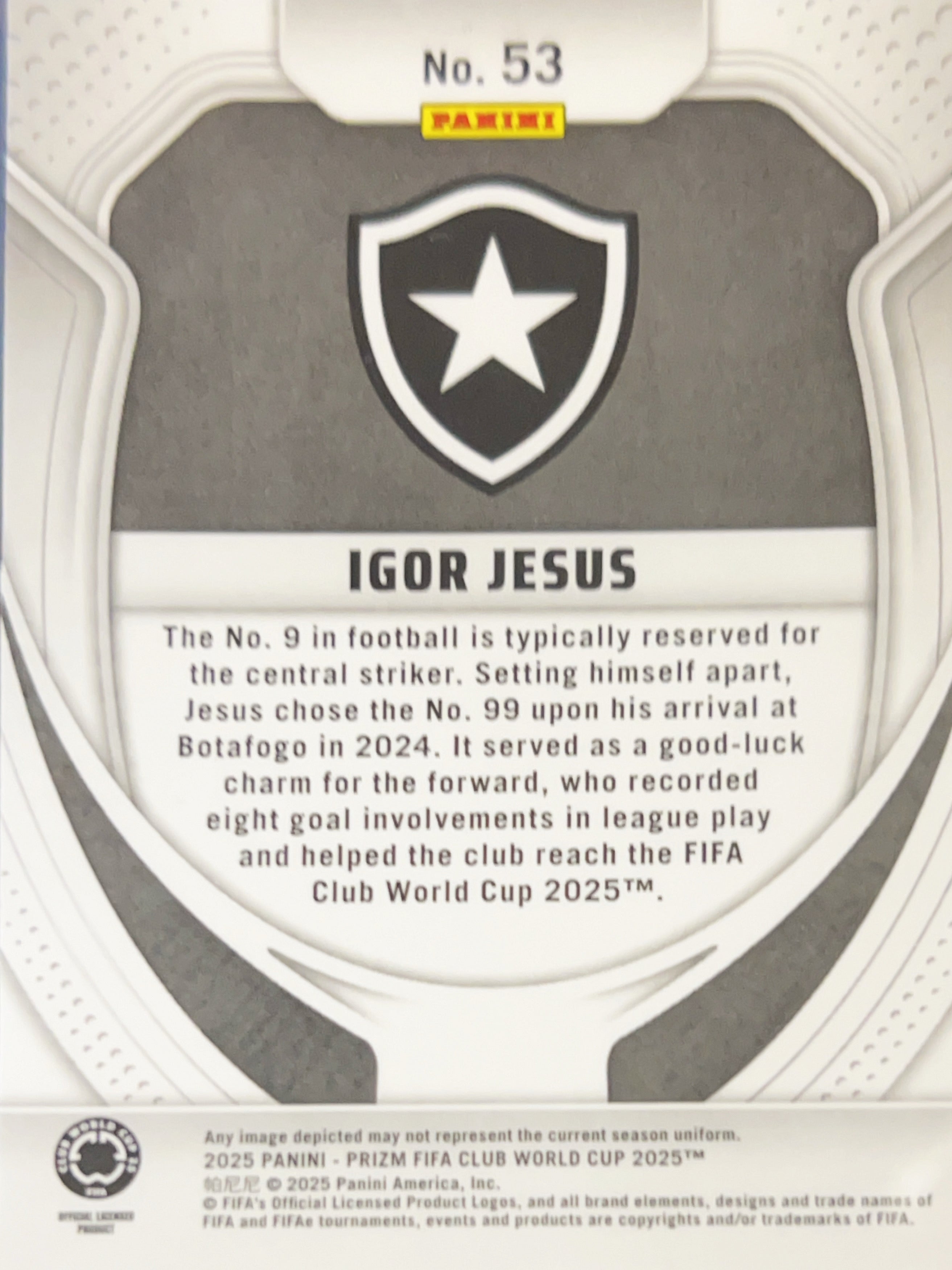 2025 Panini Prizm FIFA Club World Cup Igor Jesus #53 RC