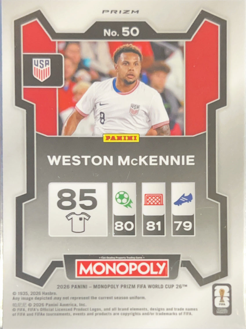 2026 Panini Monopoly Prizm FIFA World Cup 26 Weston McKennie #50 Green