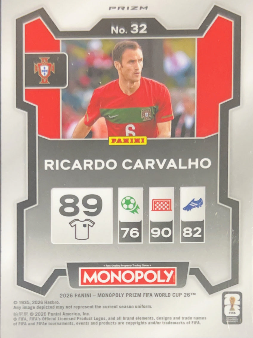 2026 Panini Monopoly Prizm FIFA World Cup 26 Ricardo Carvalho #32 Silver