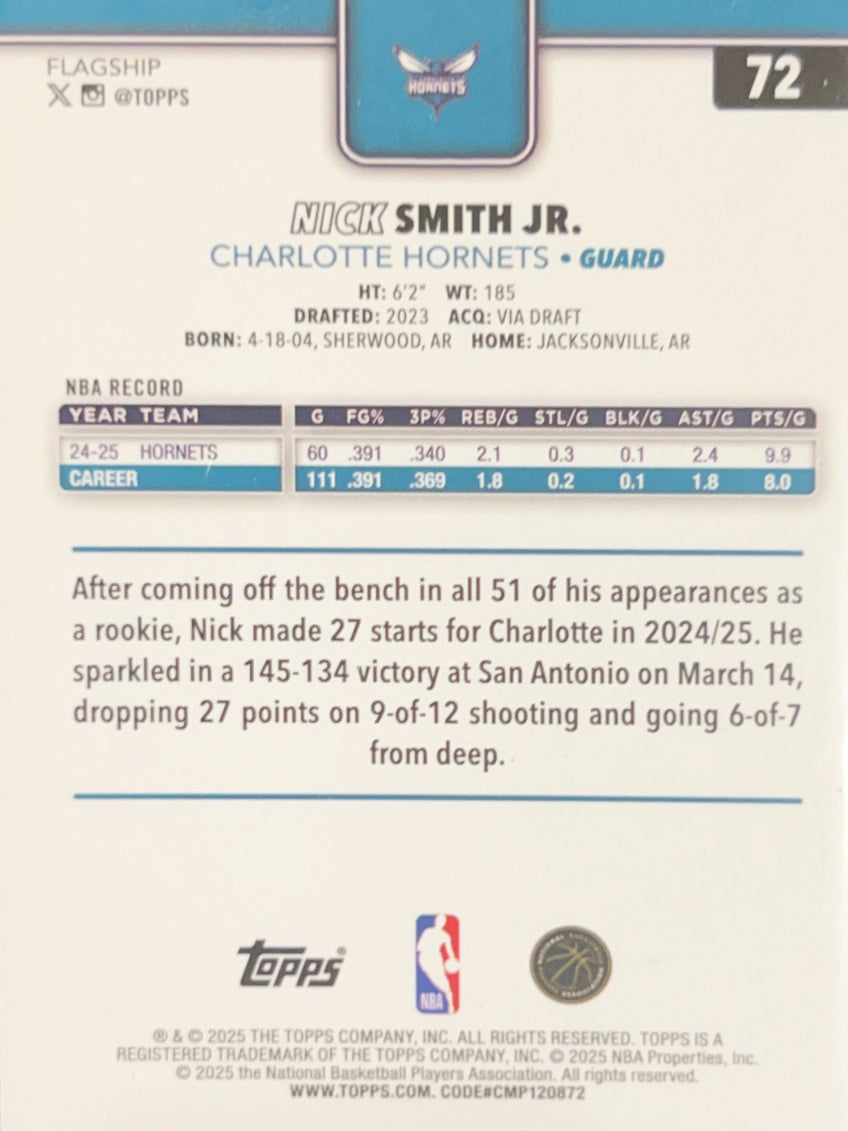 2025 Topps Flagship Nick Smith Jr. #72 Silver Foil