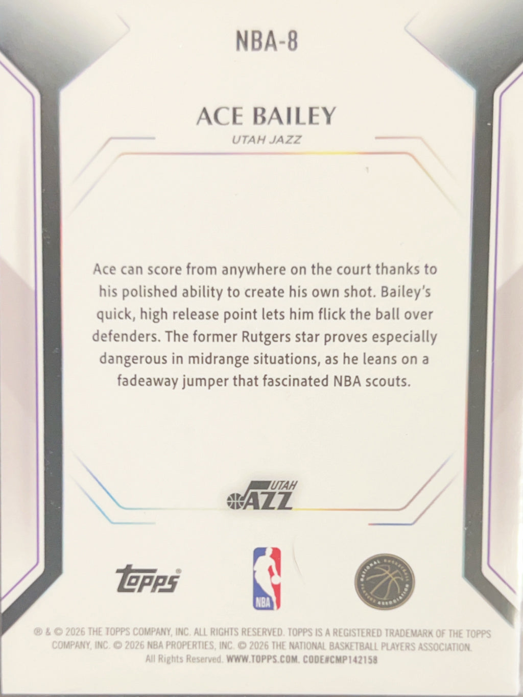 2026 Topps Collectors Club Ace Bailey #NBA-8 RC