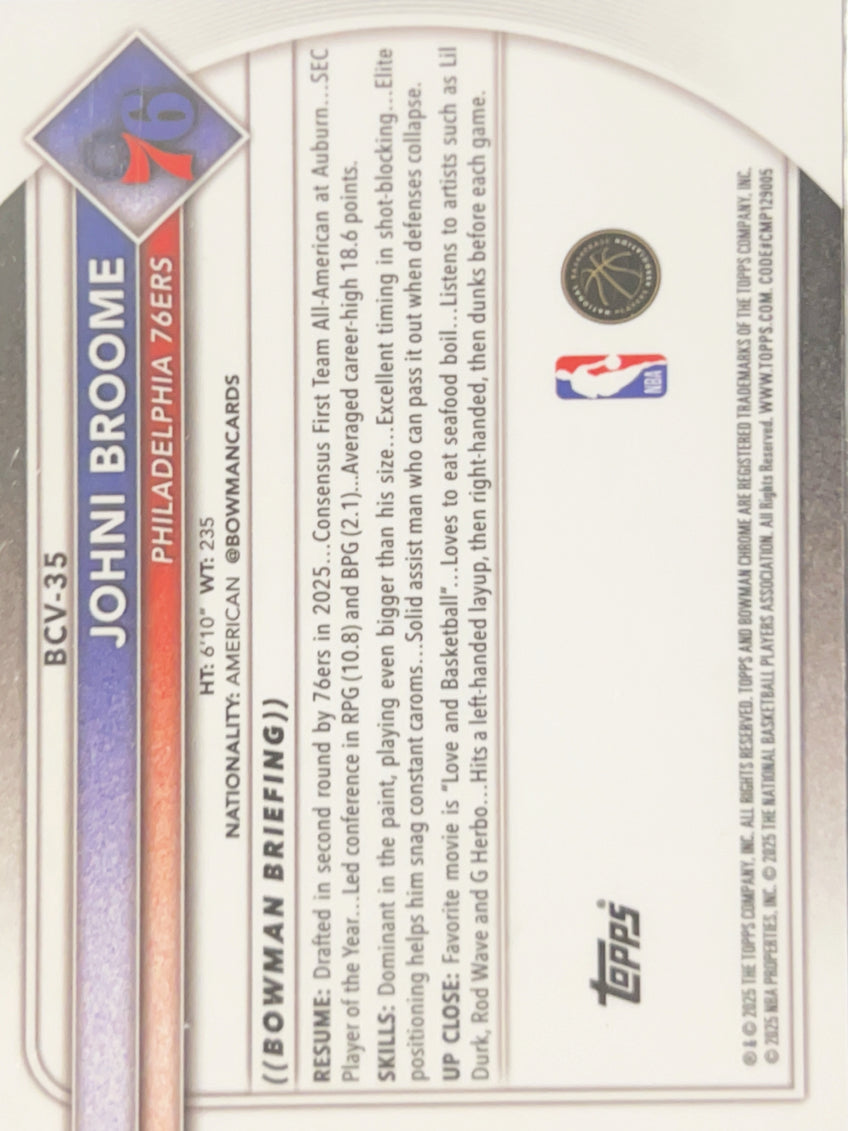 2025 Bowman Chrome Johni Broome #BCV-35 RC