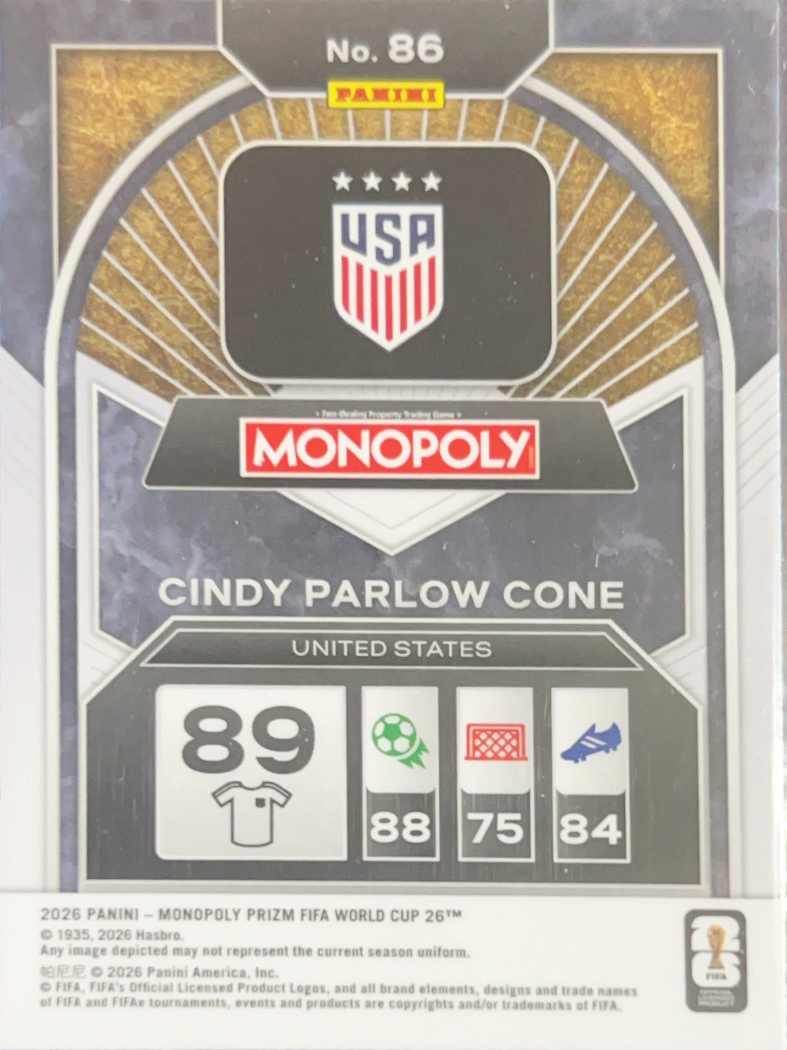 2026 Panini Monopoly Prizm FIFA World Cup 26 Cindy Parlow Cone #86