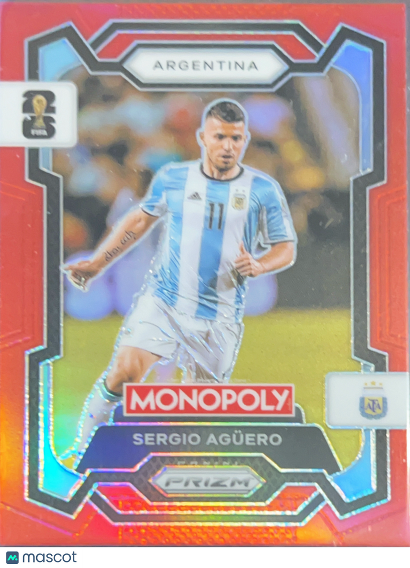 2026 Panini Monopoly Prizm FIFA World Cup 26 Sergio Agüero #6 Red