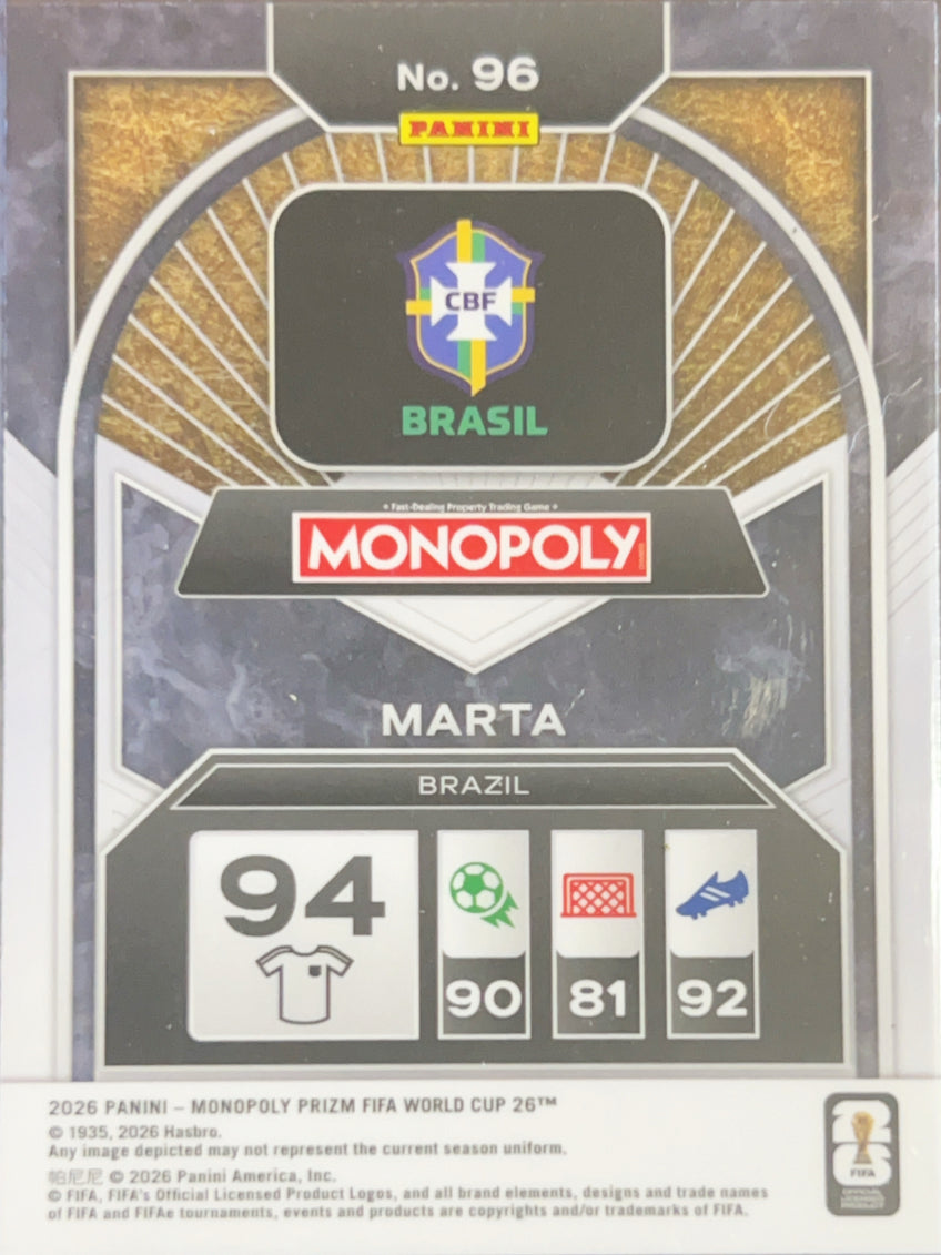 2026 Panini Monopoly Prizm FIFA World Cup 26 Marta #96