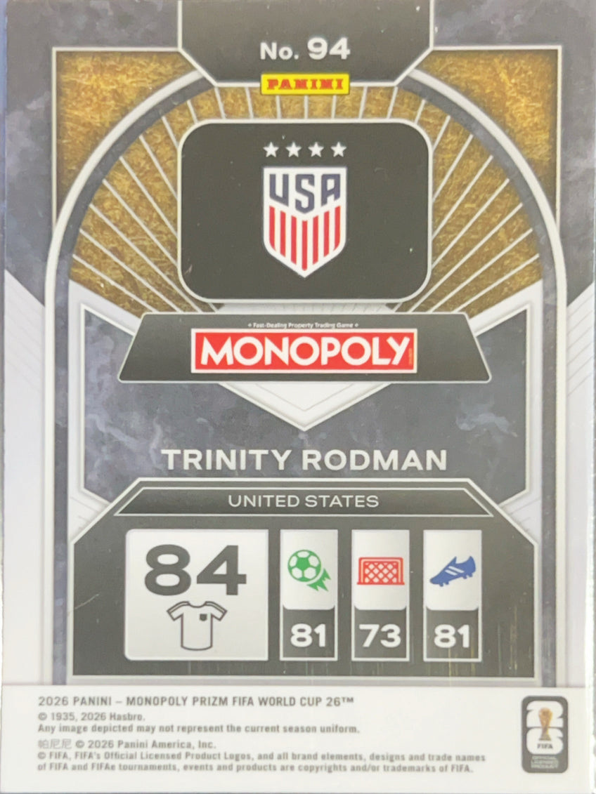 2026 Panini Monopoly Prizm FIFA World Cup 26 Trinity Rodman #94