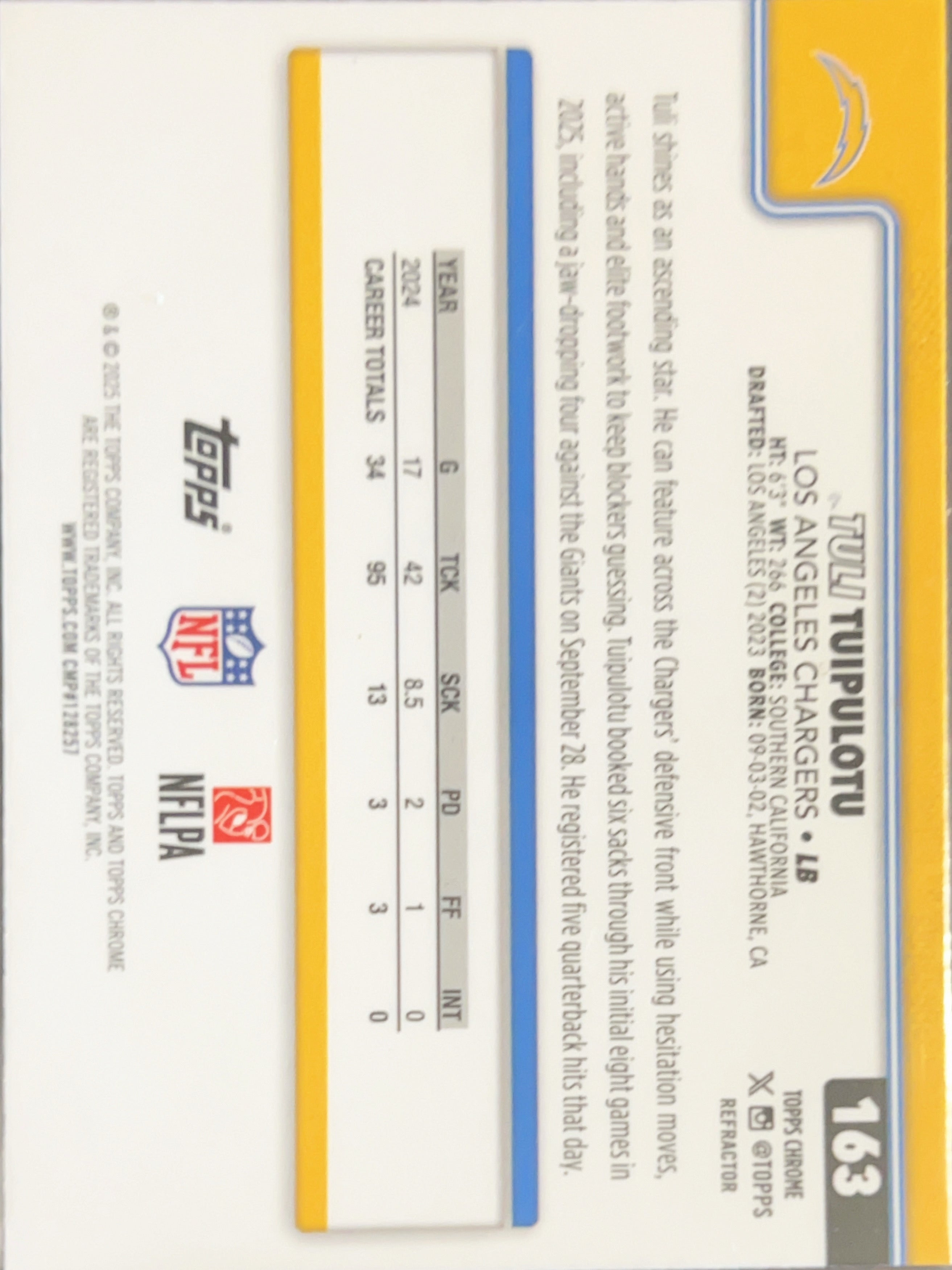 2025 Topps Chrome Tuli Tuipulotu #163 Refractor