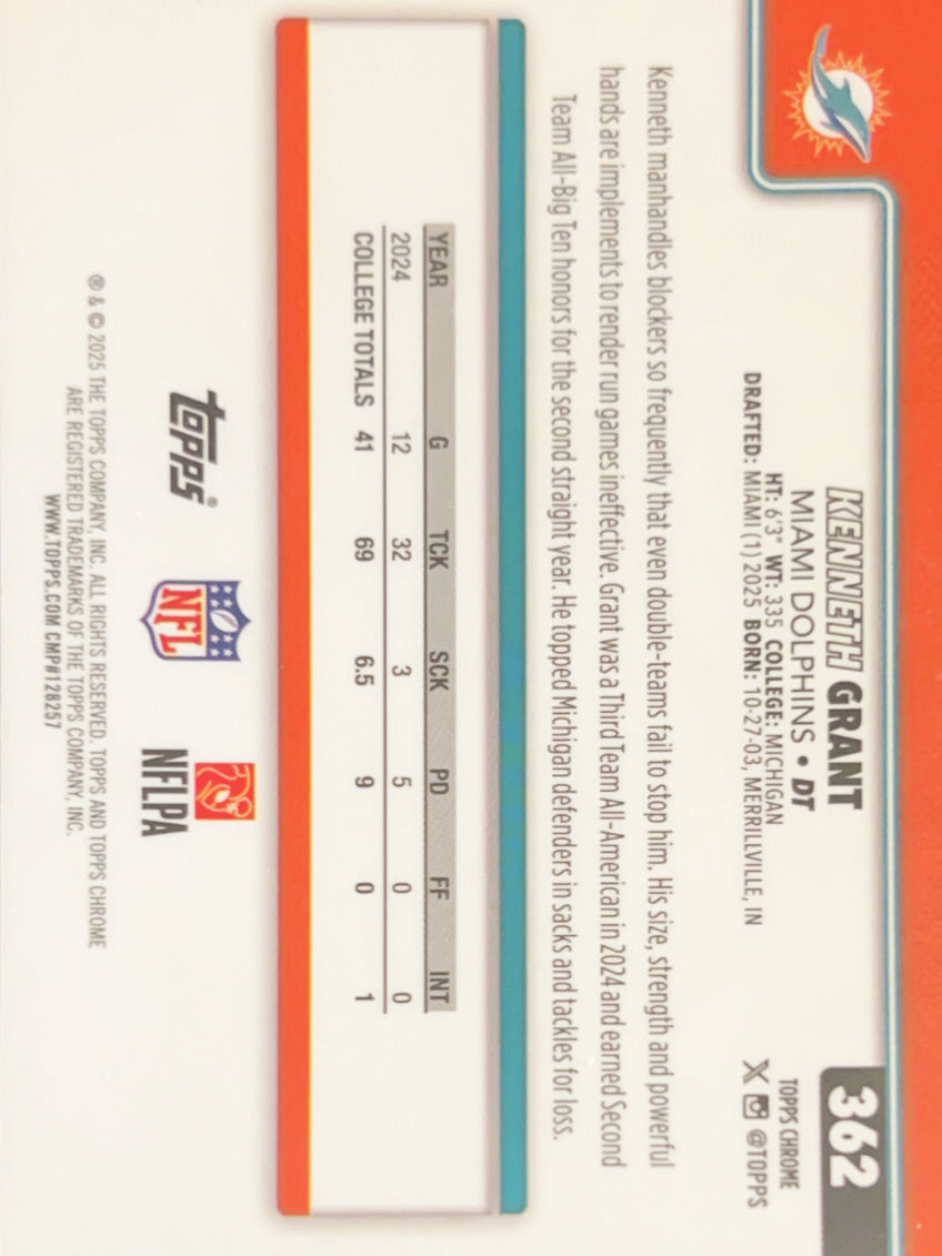 2025 Topps Chrome Kenneth Grant #362 RC