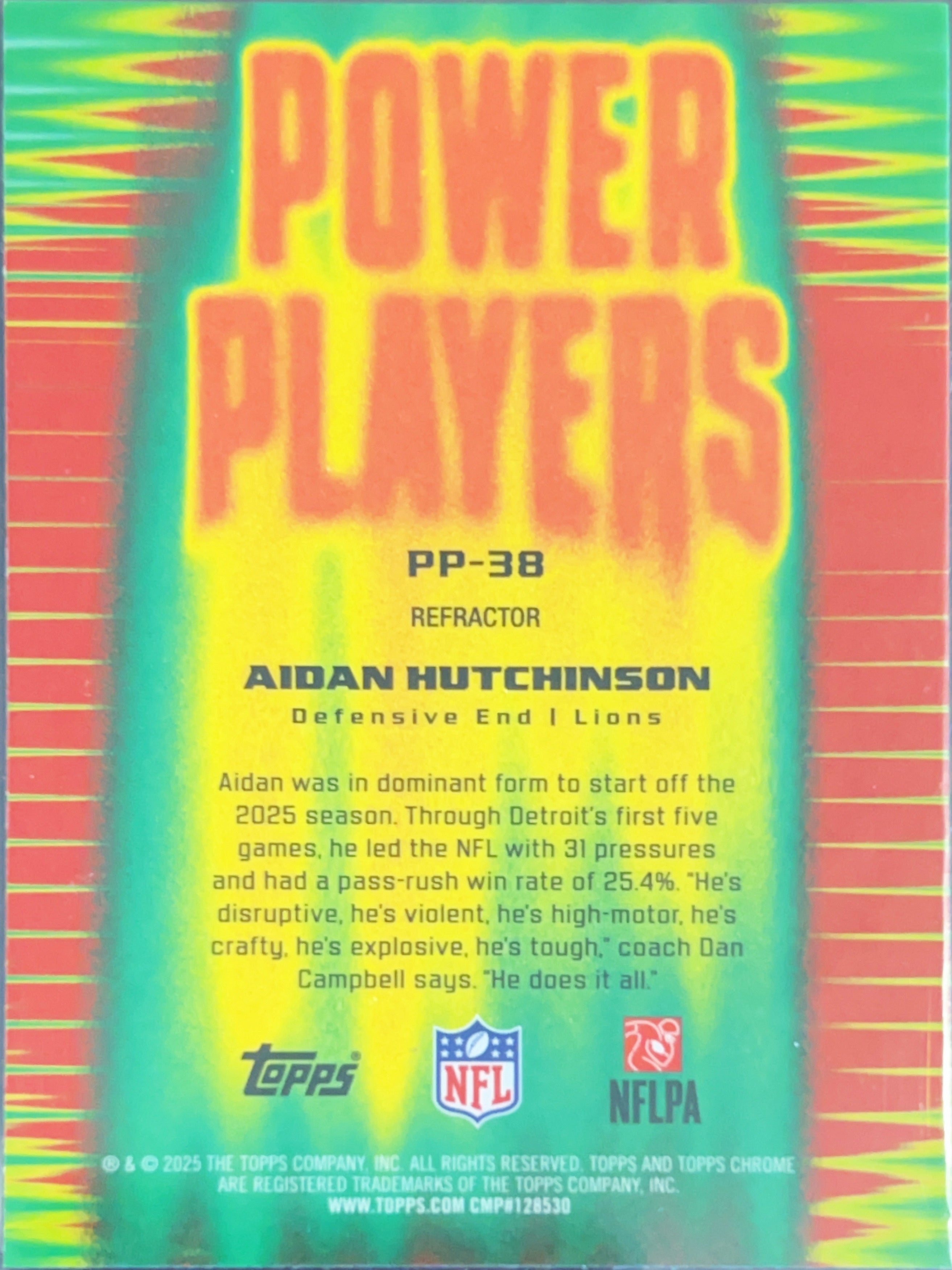 2025 Topps Chrome Power Players Aidan Hutchinson #PP-38 Refractor