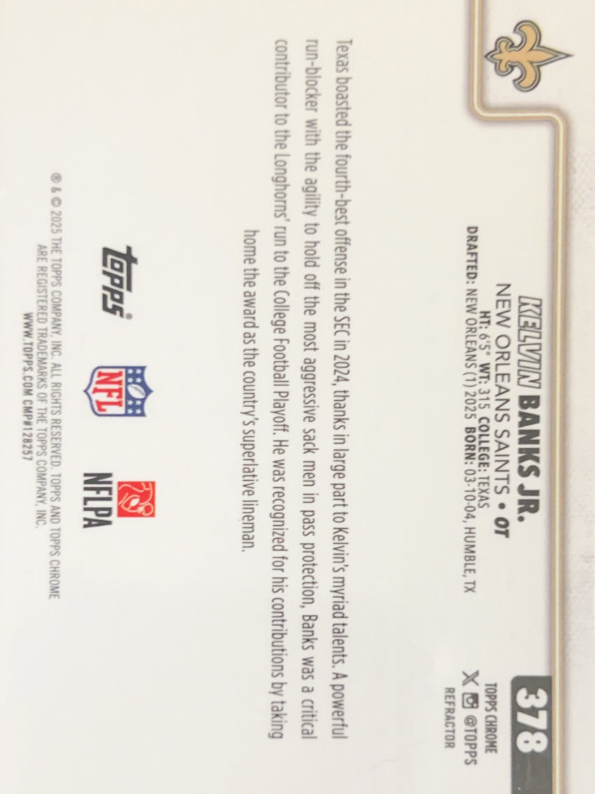 2025 Topps Chrome Kelvin Banks Jr. #378 Refractor RC