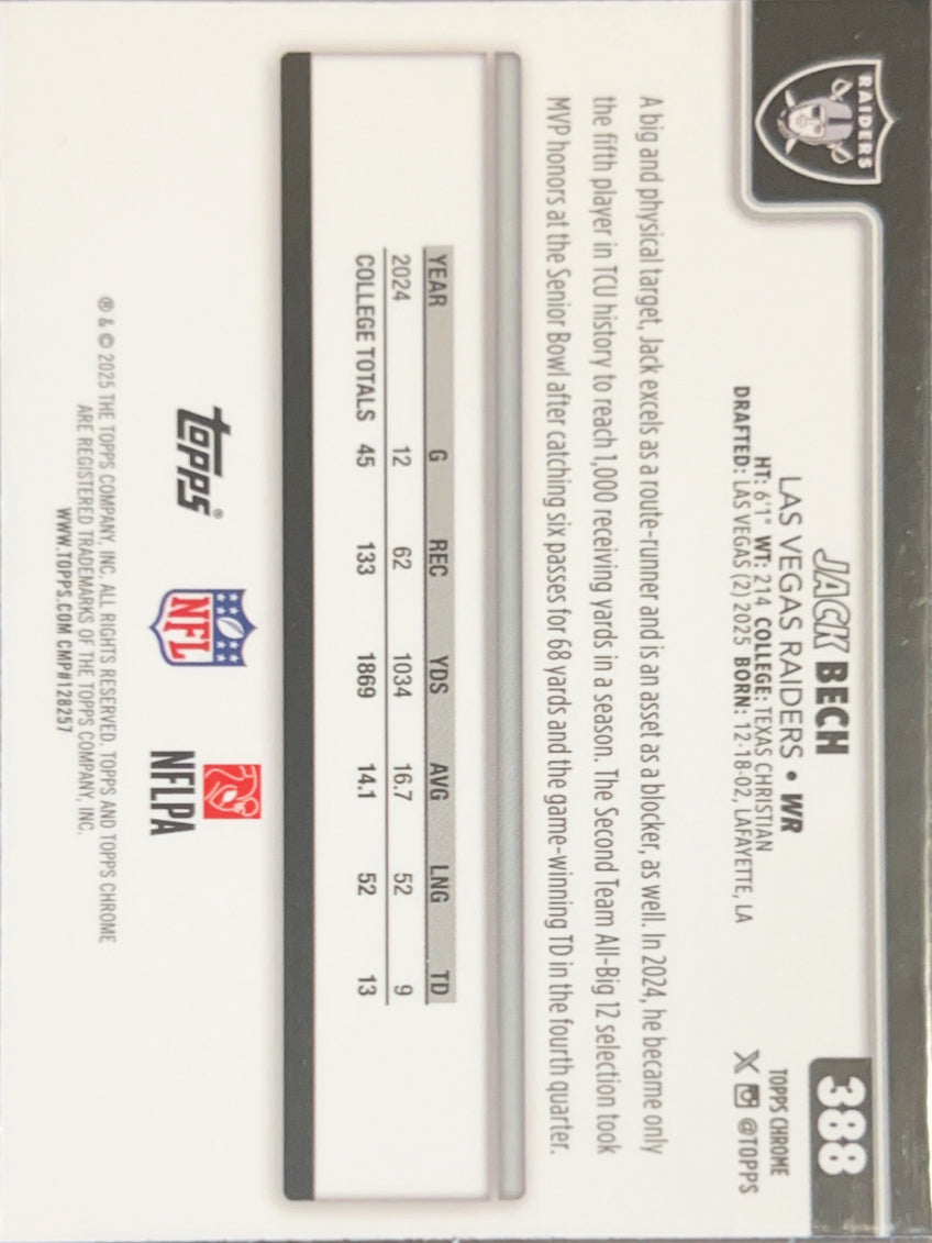 2025 Topps Chrome Jack Bech #388 RC