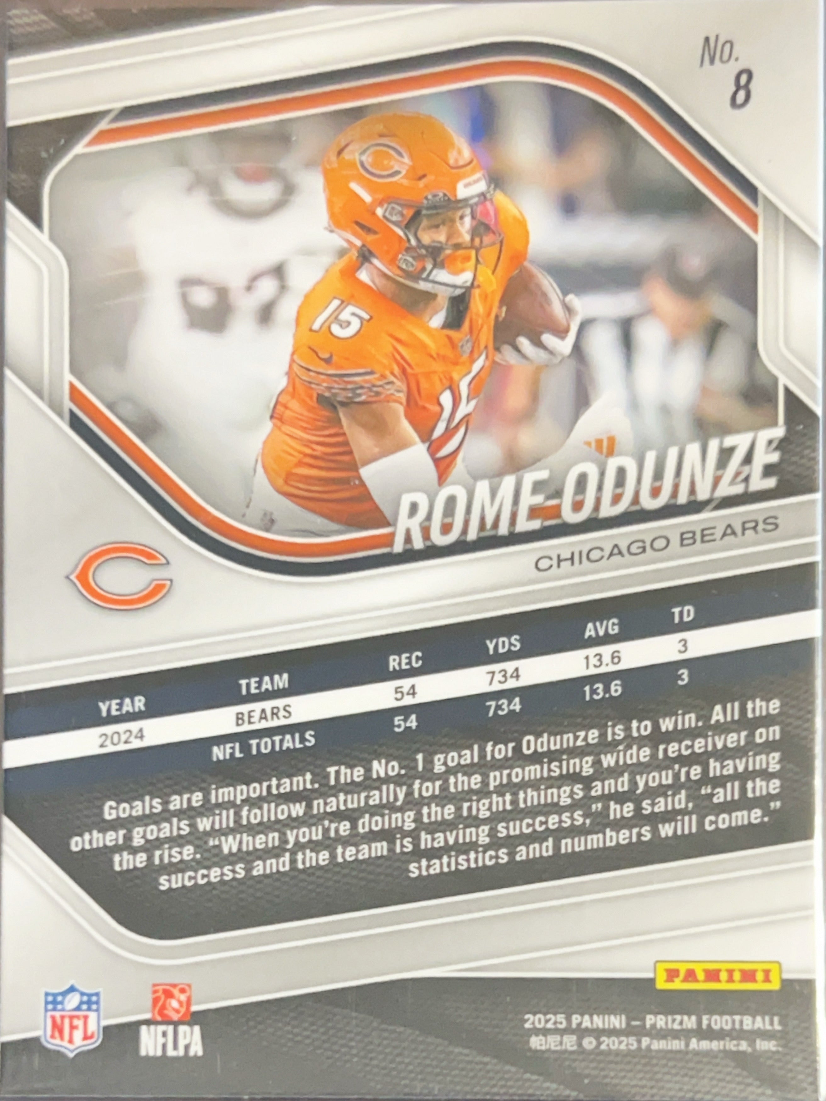 2025 Panini Prizm Football Rome Odunze #8