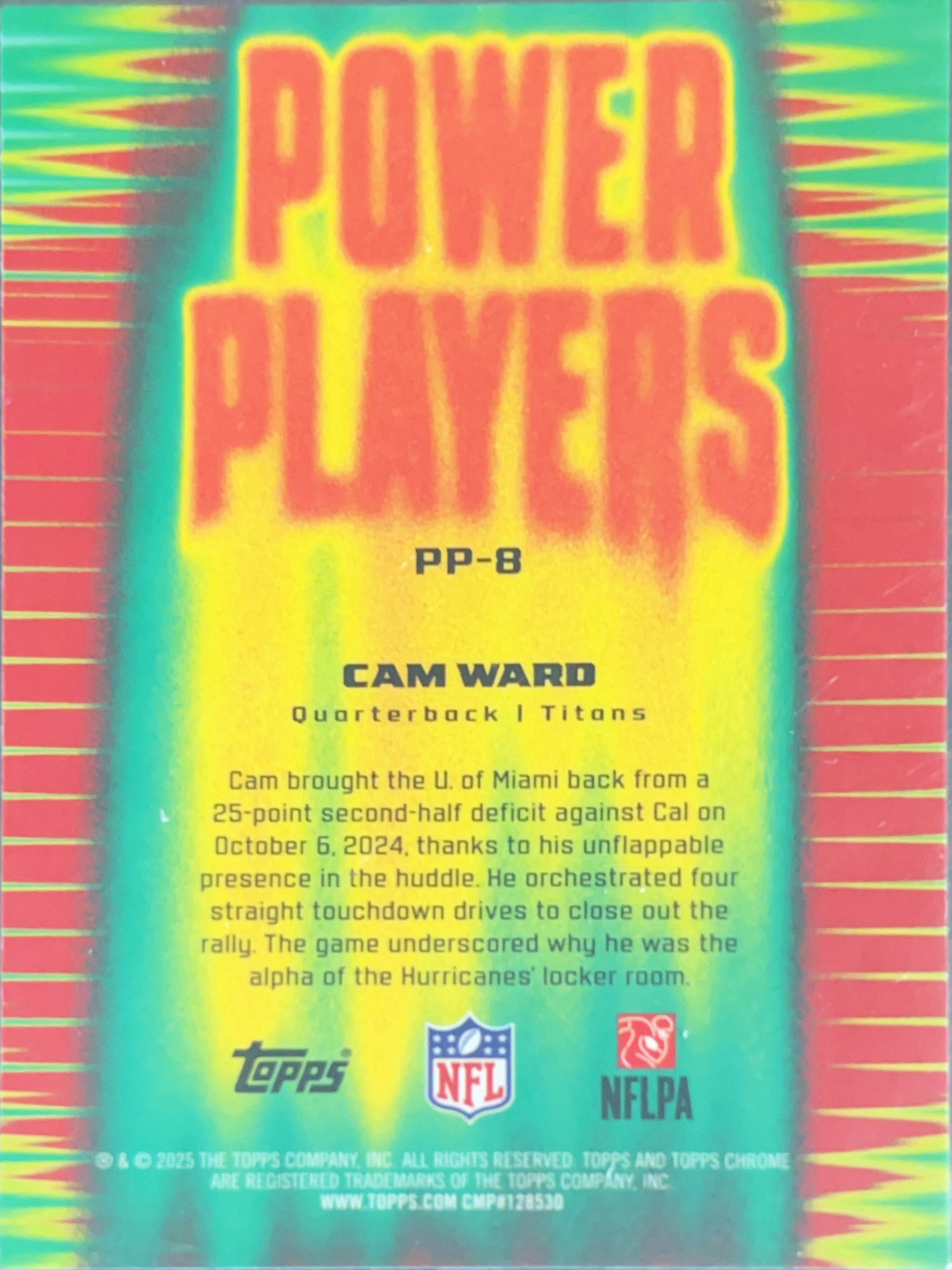 2025 Topps Chrome Power Players Cam Ward #PP-8 RC